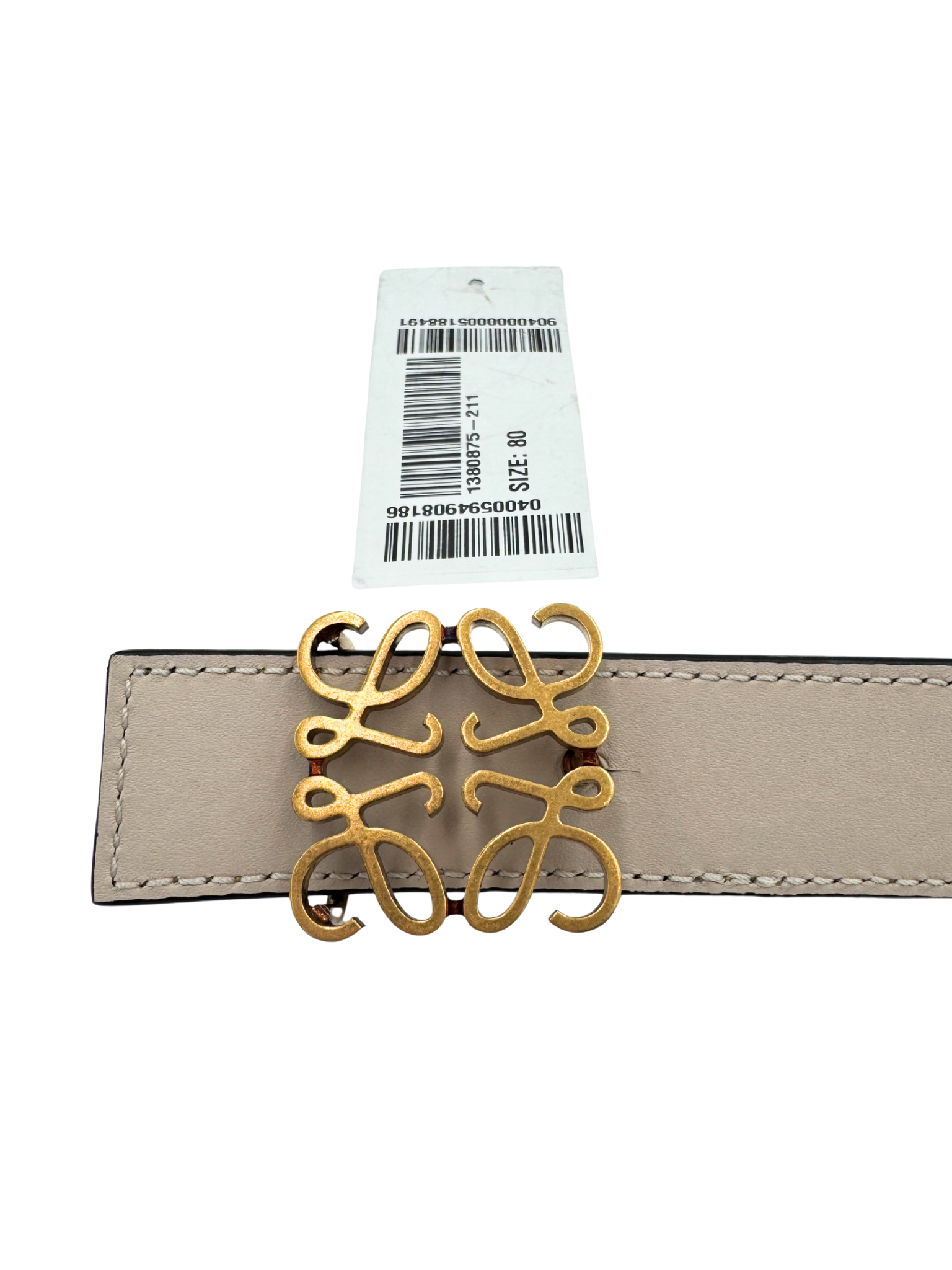 Size 80 Reversible Anagram Logo Belt in Tan & Sand Smooth Calfskin Leather