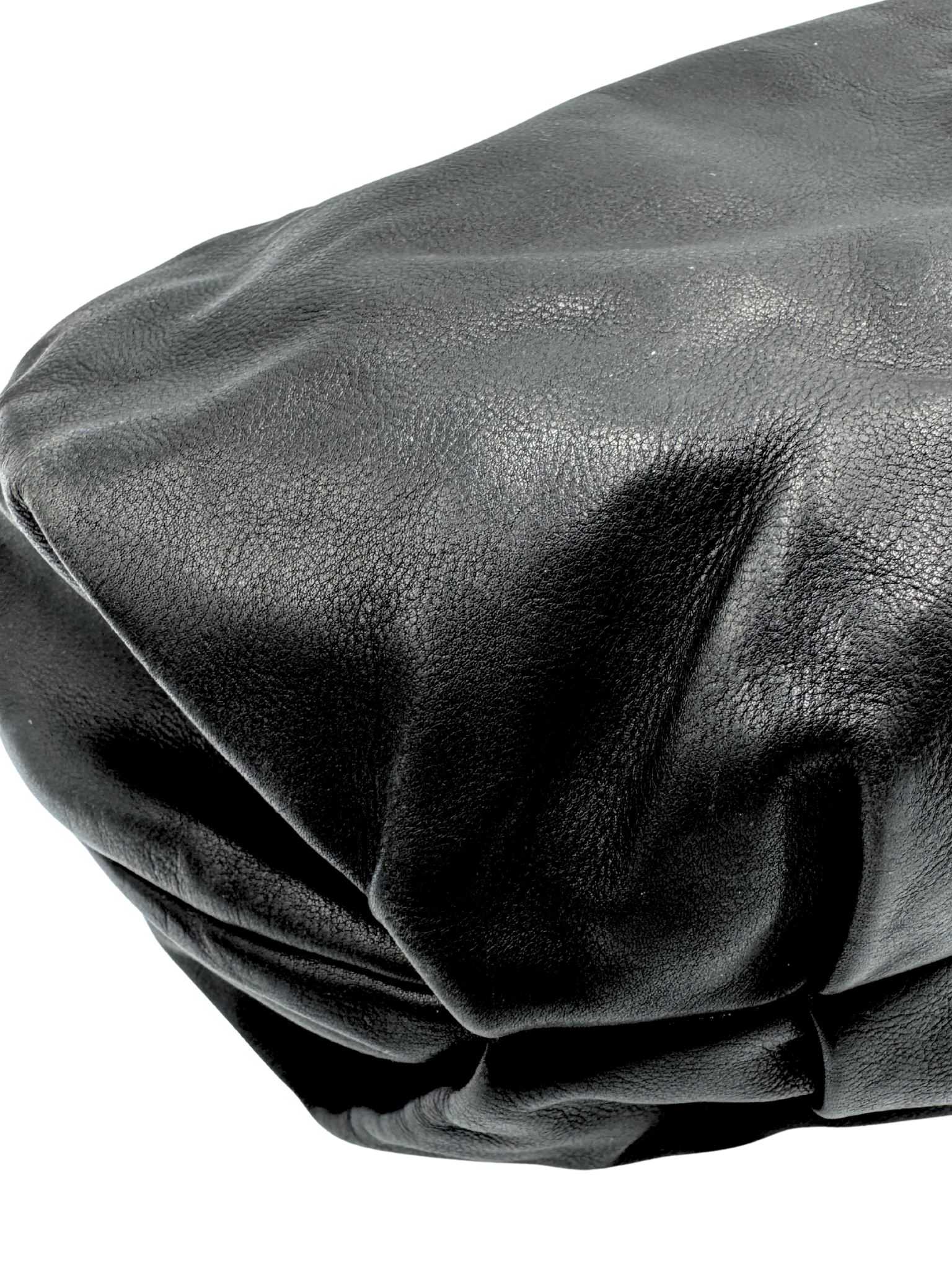 Hobo Shoulder Bag w/ Detachable Bag Charm in Black Aged Leather