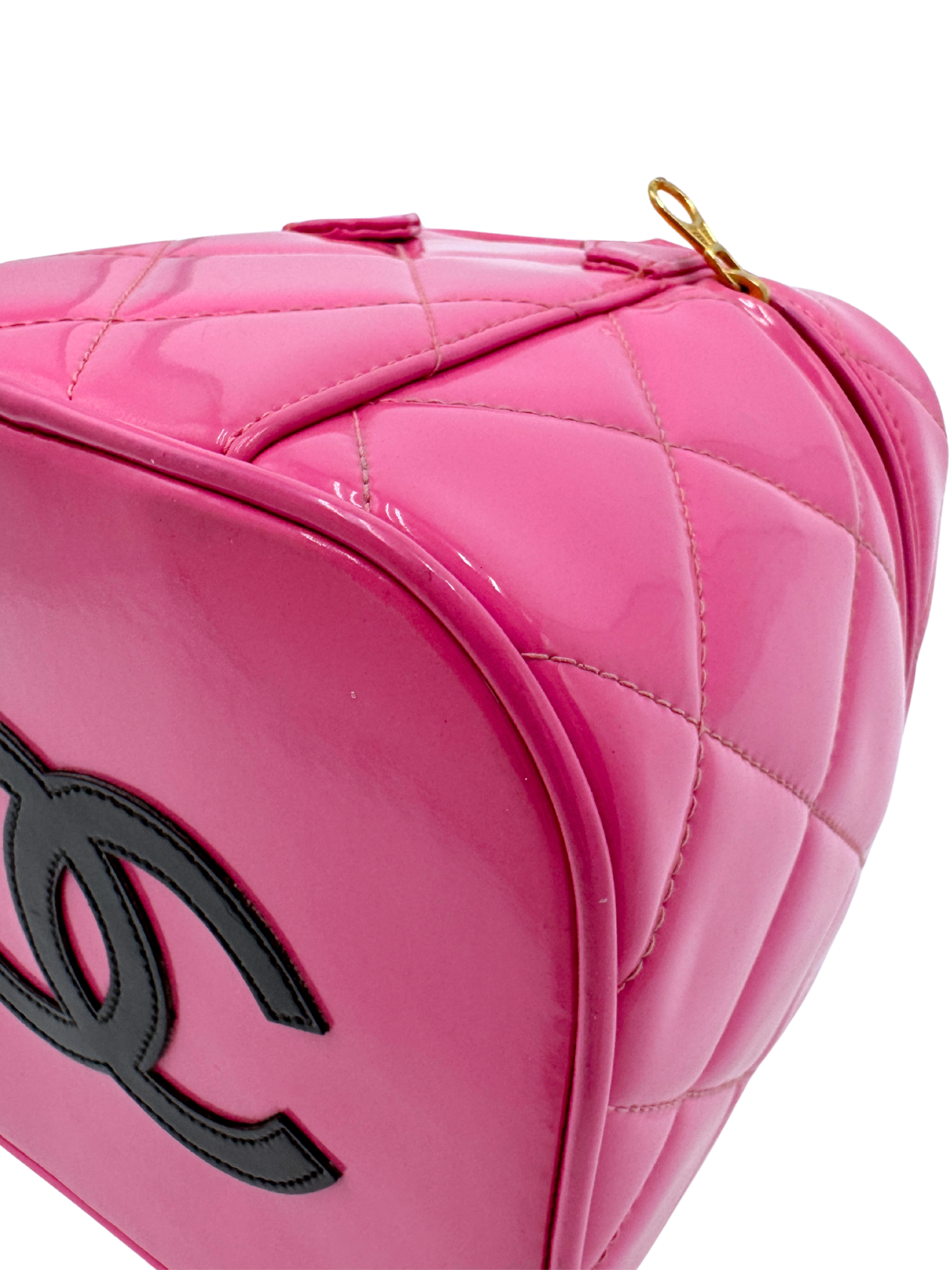 Vintage 1995 Barbie Quilted Vanity Case with Top Handle in Pink Patent Leather
