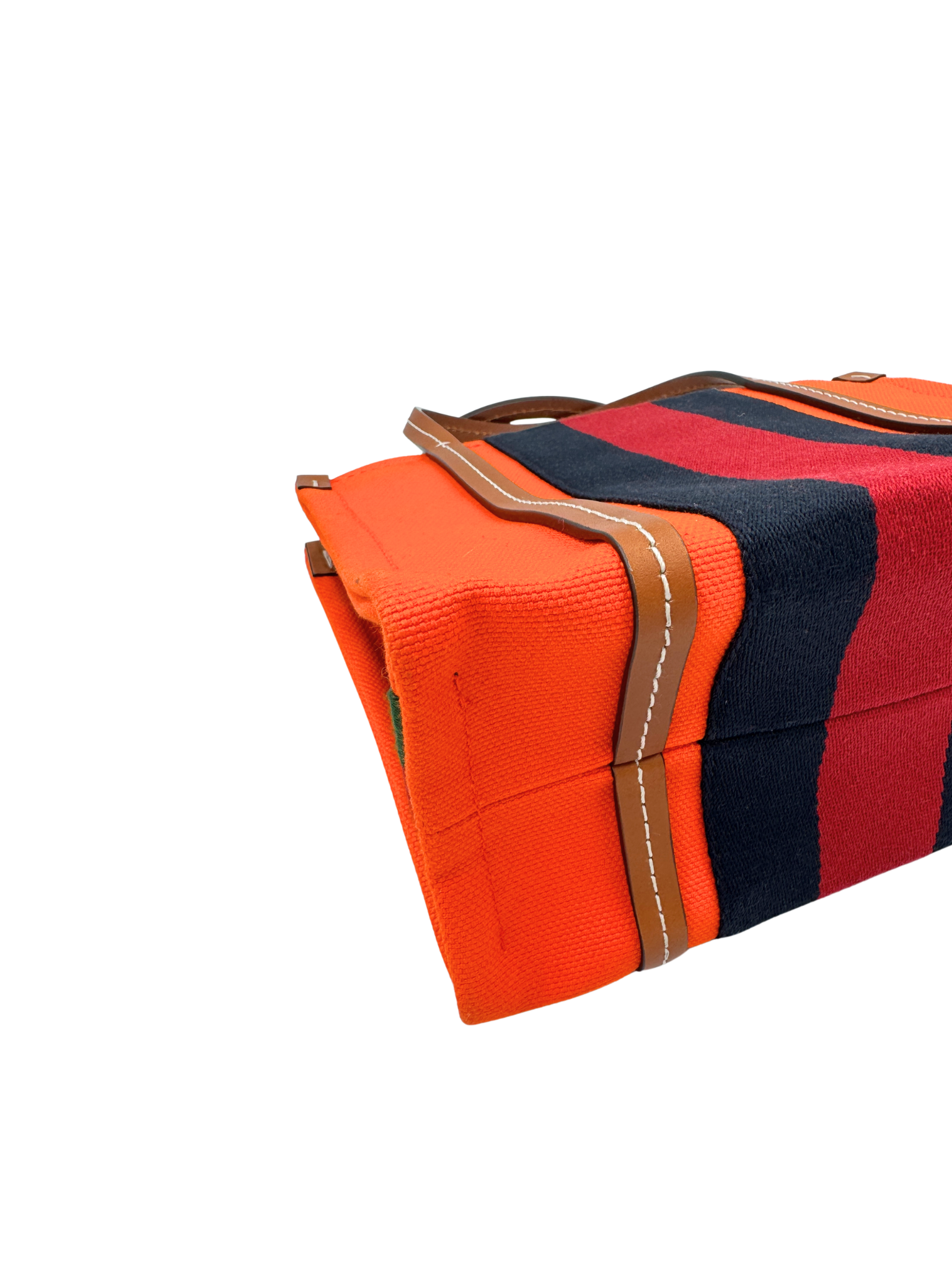 Small Interlocking GG Web Shopping Tote Bag with Top Handle in Orange Canvas