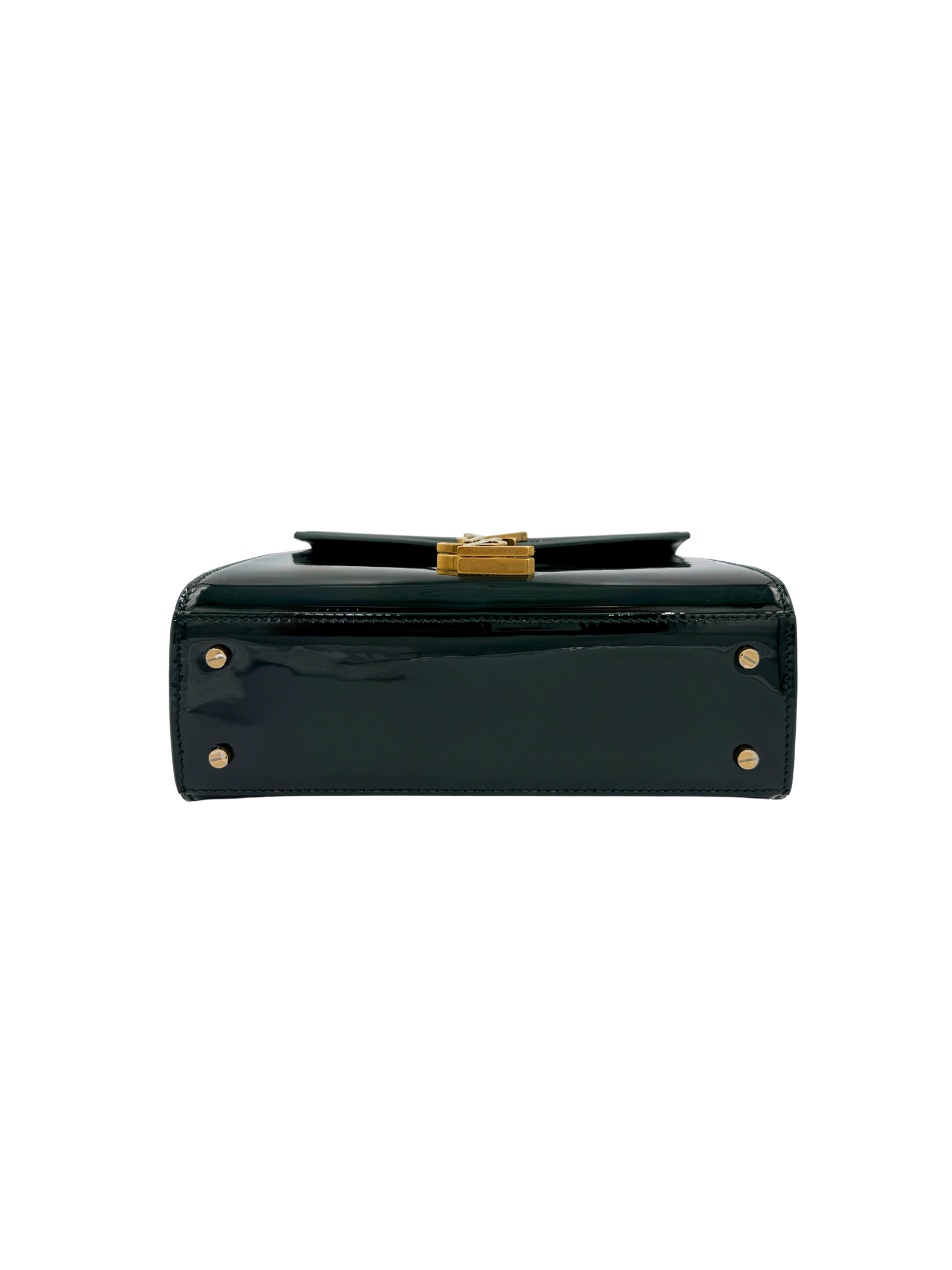 2025 Mini Cassandra Top Handle Shoulder Bag in Fir Leaf Green Patent Leather