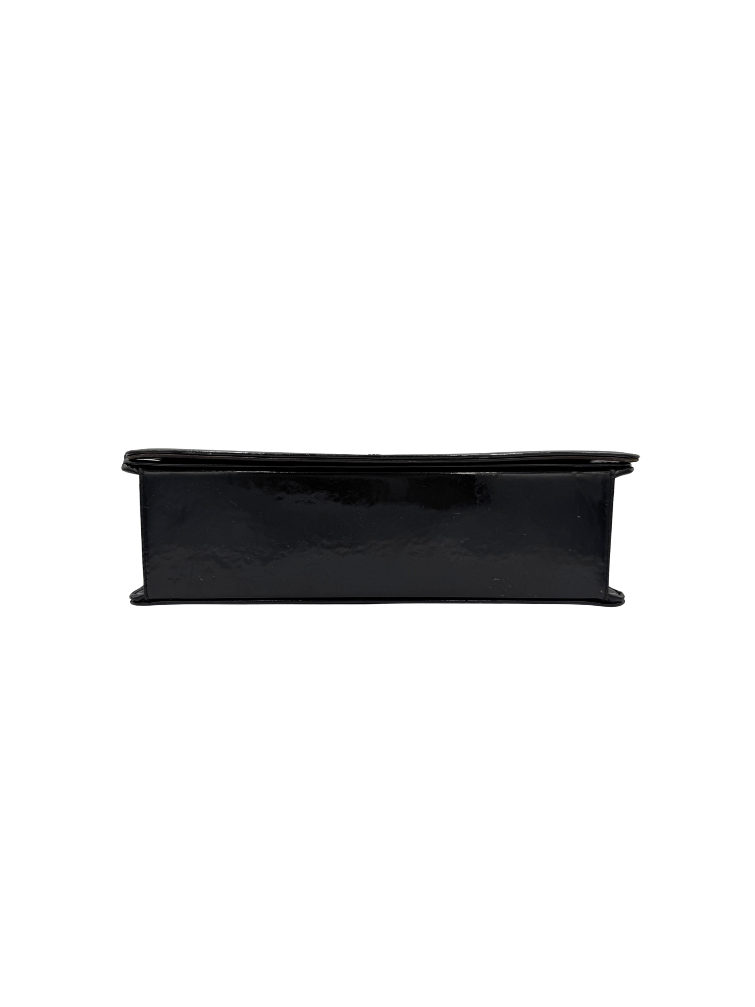 Vintage Shoulder Flap Bag with CC Accent in Black Jersey with Patent Leather Accents