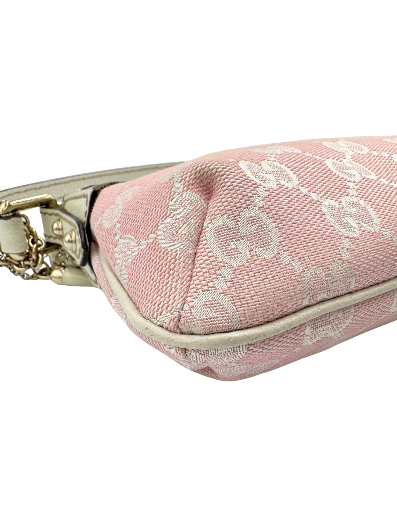 Pochette Shoulder Bag with Charms in Pink Monogram GG Logo Canvas