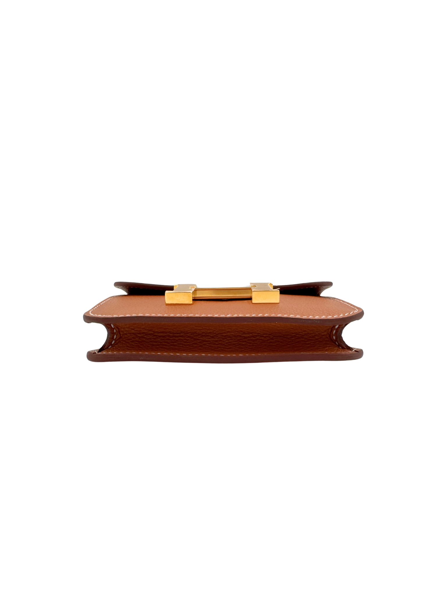 Constance Slim Compact Wallet with Removable Card Holder in Gold Evercolor Leather with Gold Hardware
