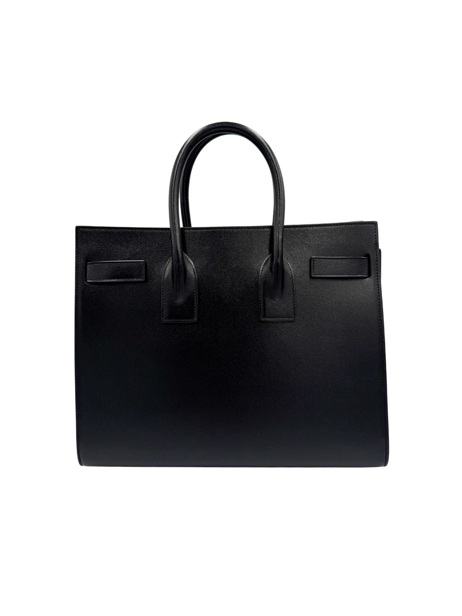 Small Sac De Jour Tote Bag with Removable Pouch Clutch in Black Smooth Calfskin Leather