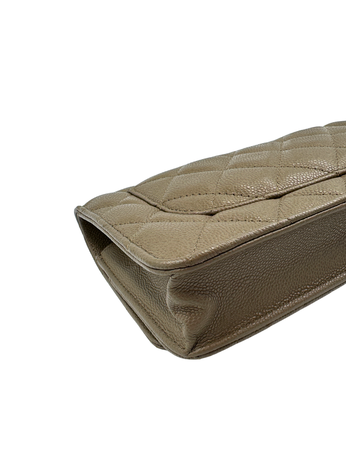 Classic Quilted Wallet on Chain Crossbody Shoulder Bag with CC Turnlock in Taupe Caviar Leather