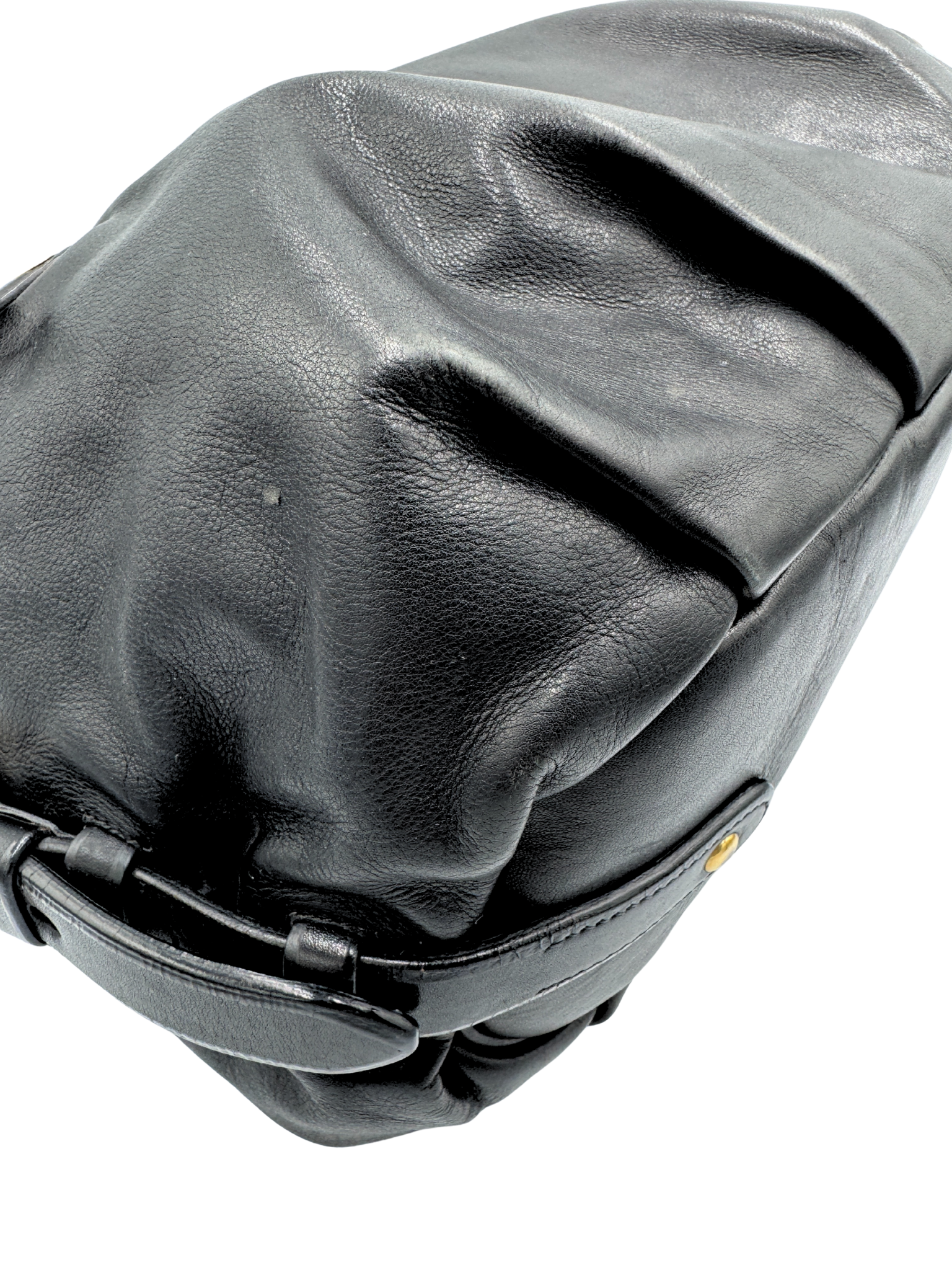 Vintage Hobo Satchel Bag with Crossbody Strap in Black Leather