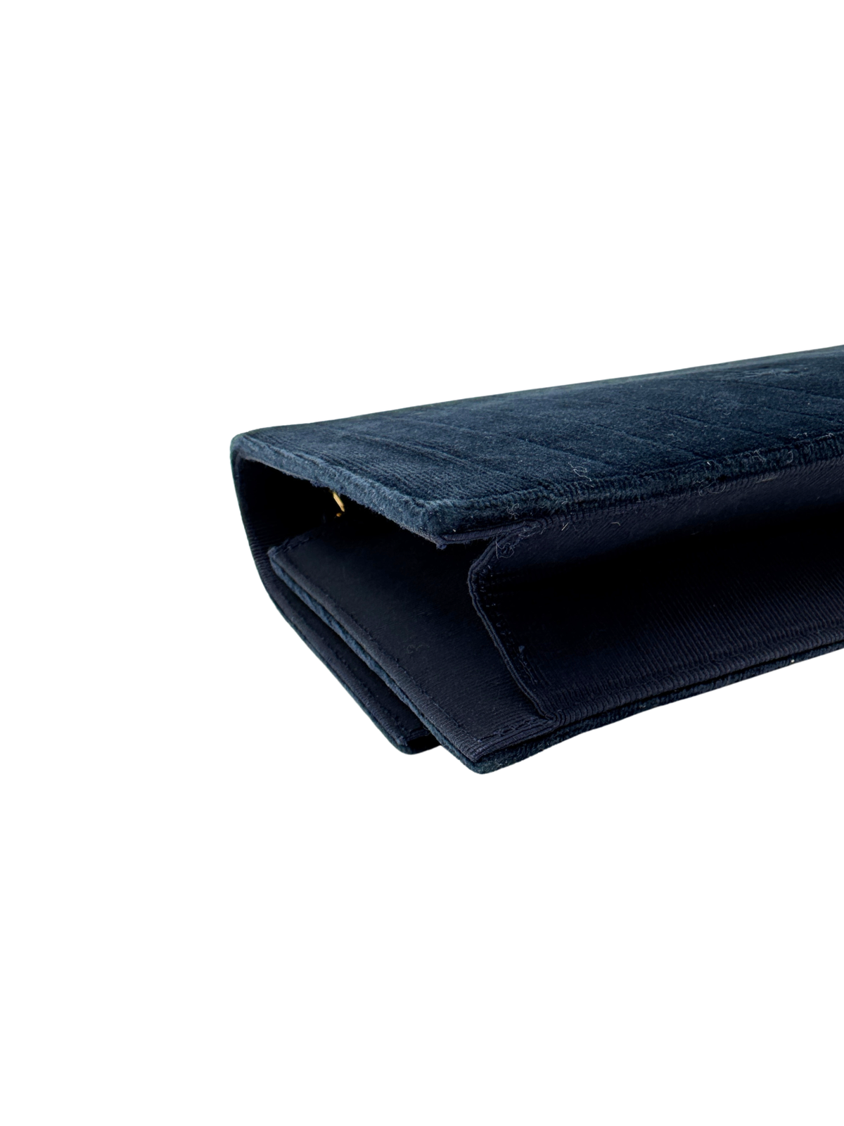 Vintage Karl Lagerfeld Era CC Matelasse Quilted Single Flap Shoulder Bag in Navy Velvet