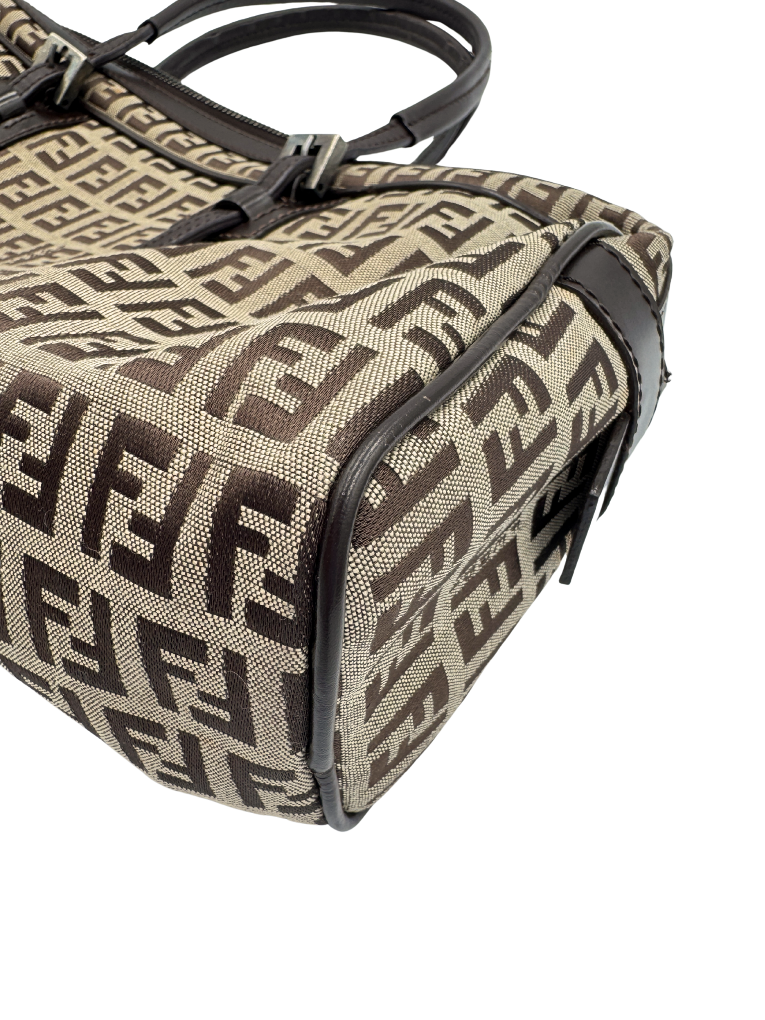 Vintage FF Zucchino Bauletto Shoulder Bag in Brown Monogram Logo Jacquard Fabric