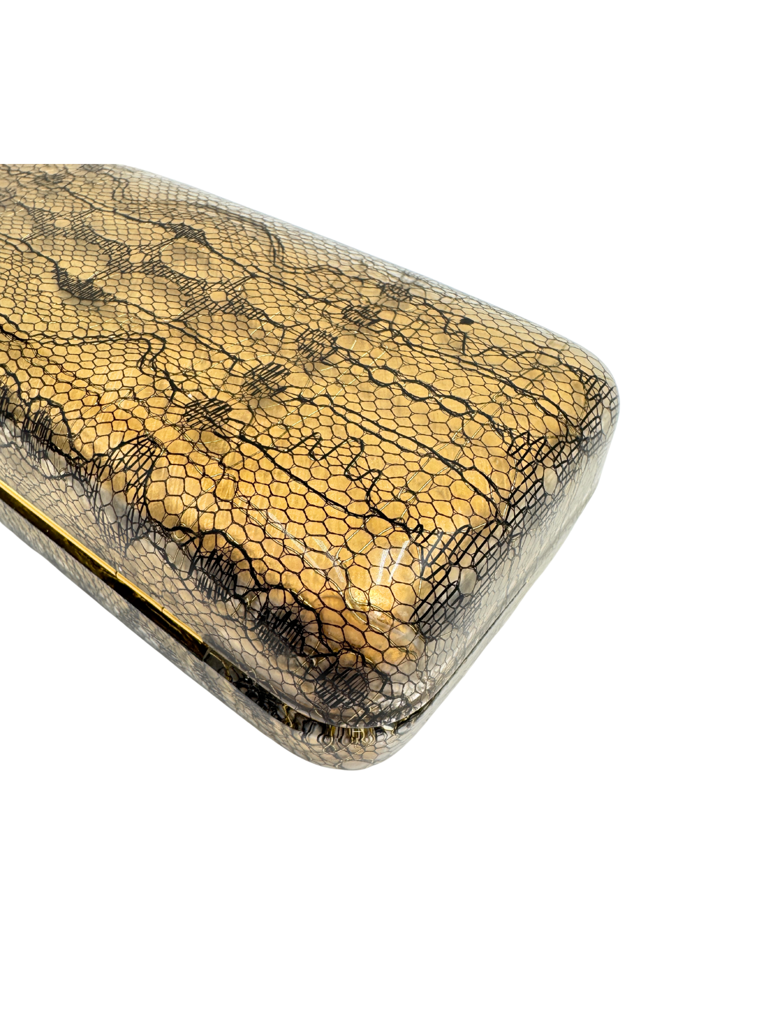 Lace CC Minaudiere in Gold & Black Acrylic Plexiglass