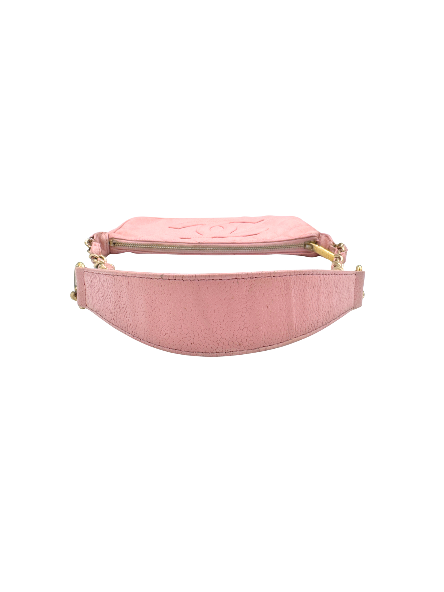 Vintage Karl Lagerfeld Era 2004 Classic CC Quilted Timeless Shoulder Bag Pochette in Pink Caviar Leather