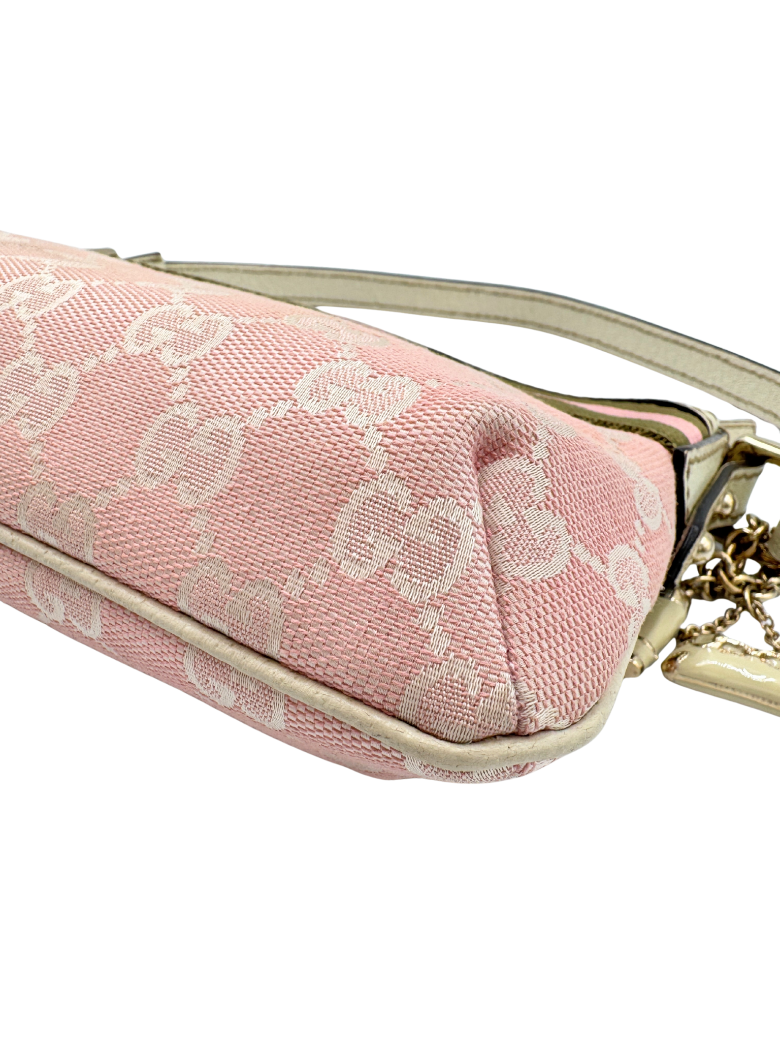 Pochette Shoulder Bag with Charms in Pink Monogram GG Logo Canvas