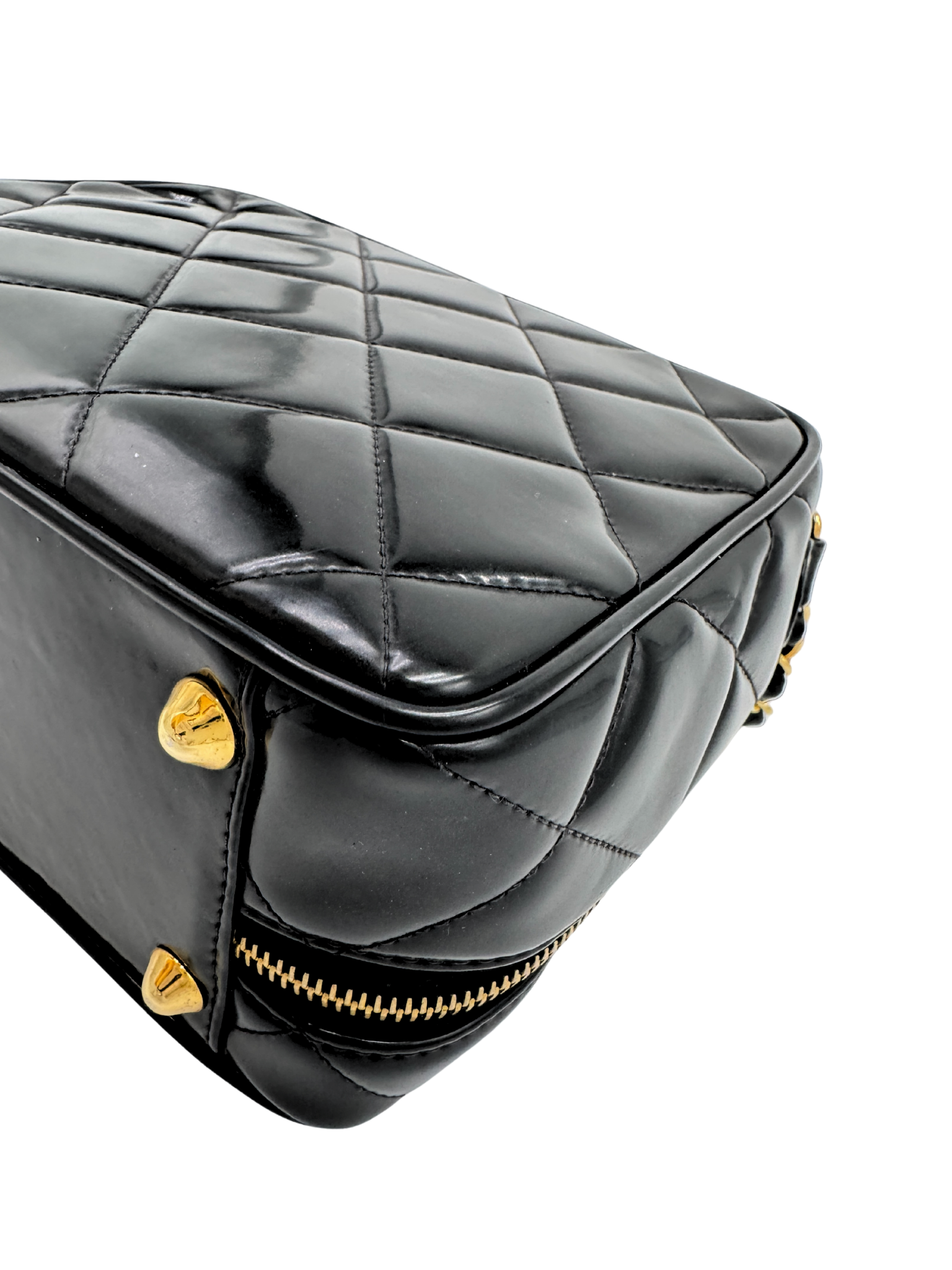 Vintage 1995 Barbie Collection CC Logo Rectangular Vanity Case in Black Patent Leather