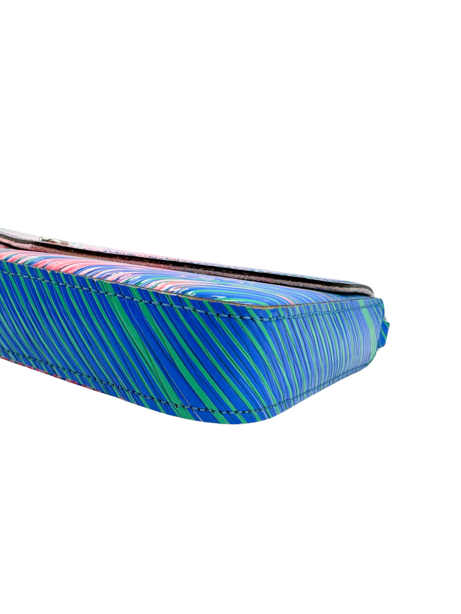 Tropical Felicie Shoulder Bag Pochette with 2 Removable Card Holder Wallet Inserts in Blue/Pink Multicolor Epi Leather (Copy)