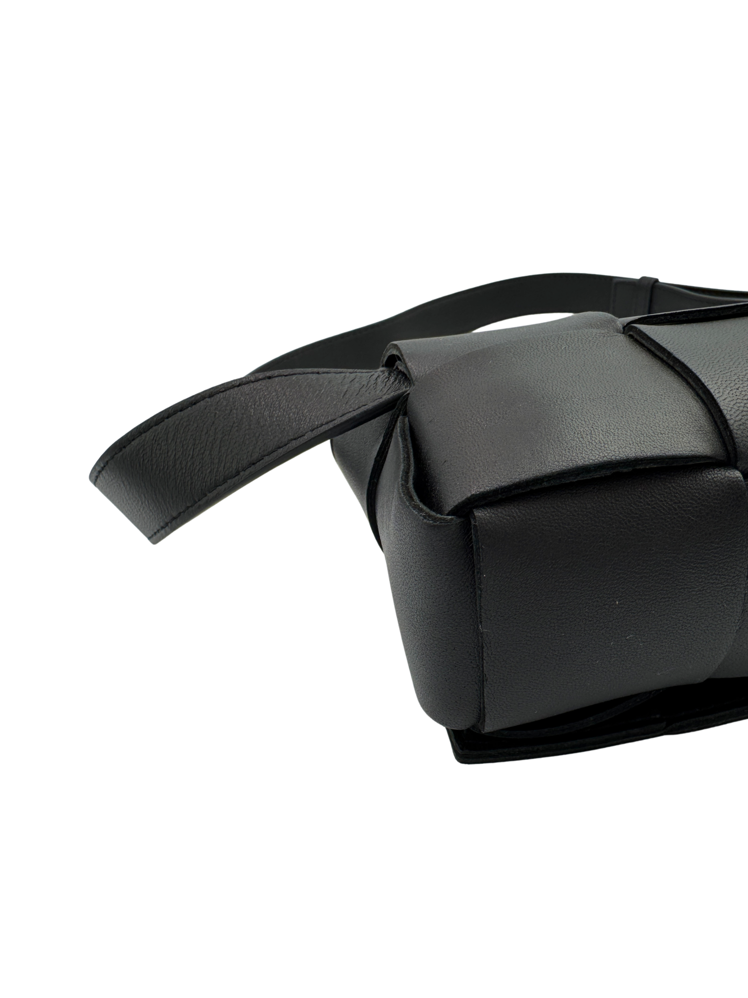 Cassette Belt Bag / Bum Bag in Black Maxi Intrecciato Woven Leather