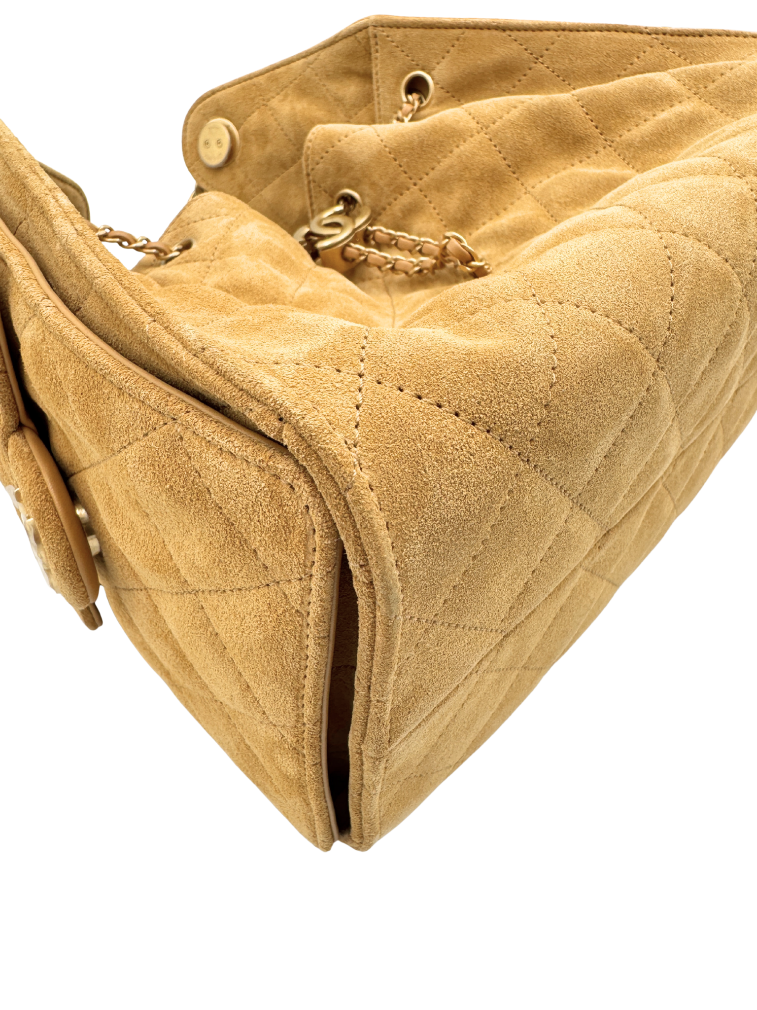 Small Chanel 25 Quilted Hobo Bag in Dark Beige Suede (Cruise 2025/2026 Collection)