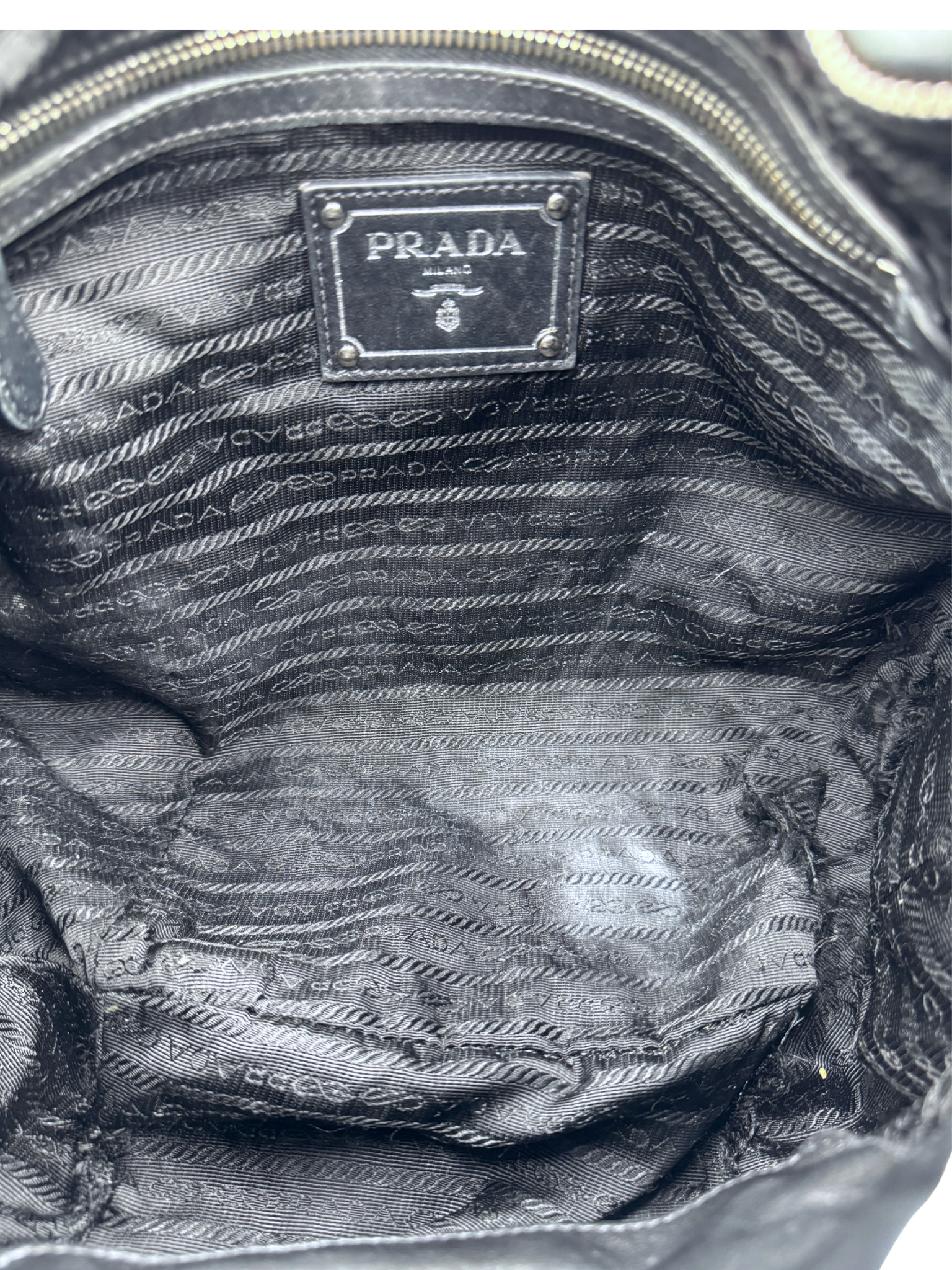 Vintage Hobo Shoulder Bag w/ Detachable Bag Charm in Black Aged Leather