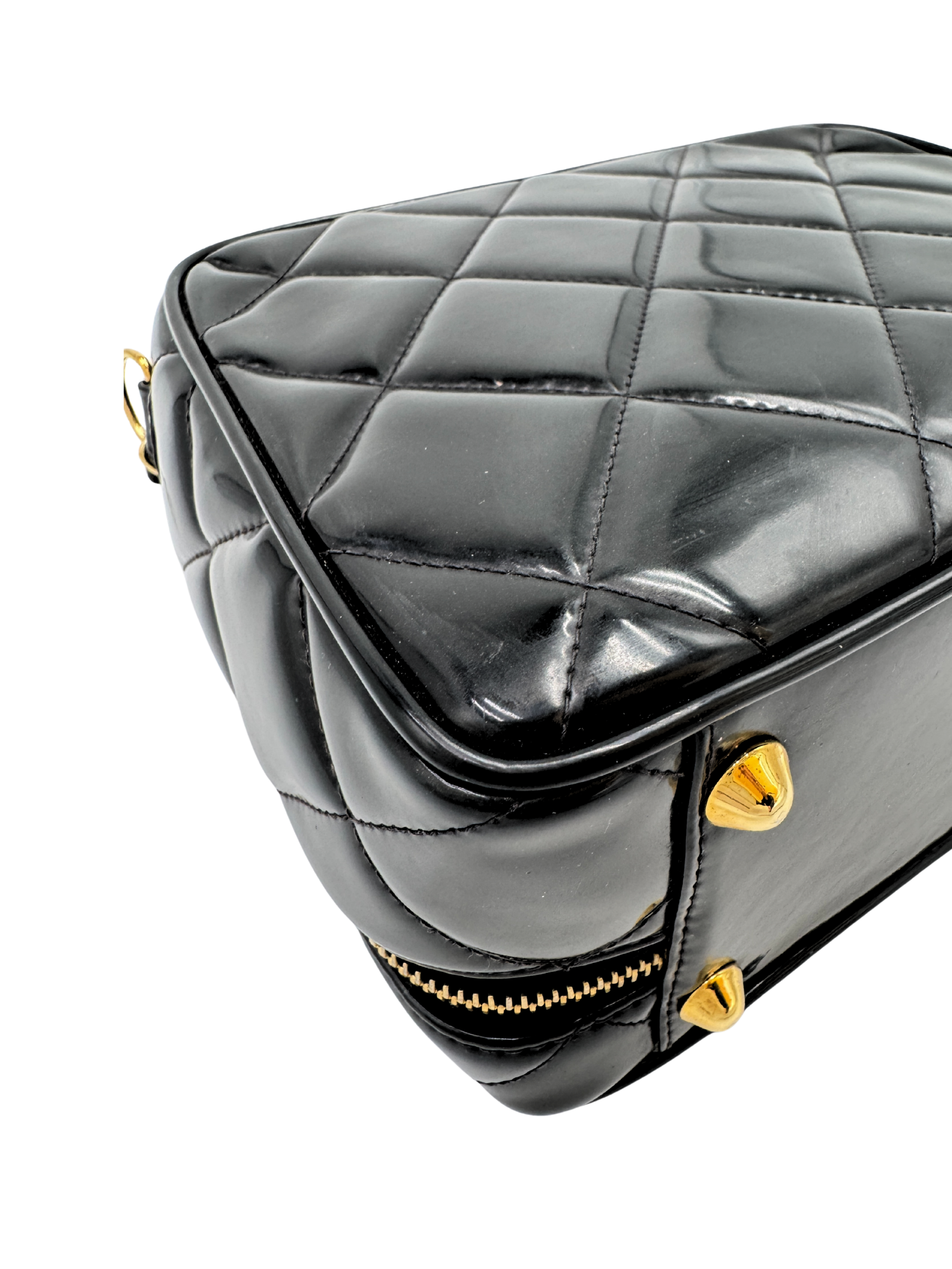 Vintage 1995 Barbie Collection CC Logo Rectangular Vanity Case in Black Patent Leather