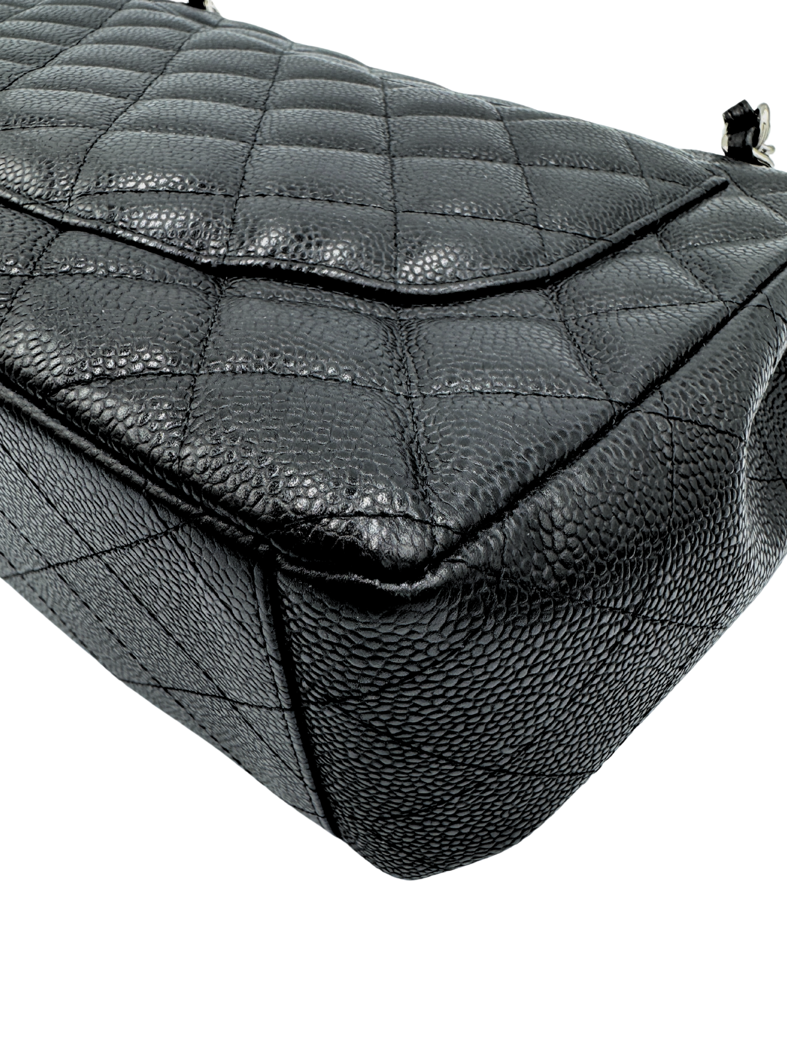 Quilted Maxi Classic Double Flap Shoulder Bag in Black Caviar Leather