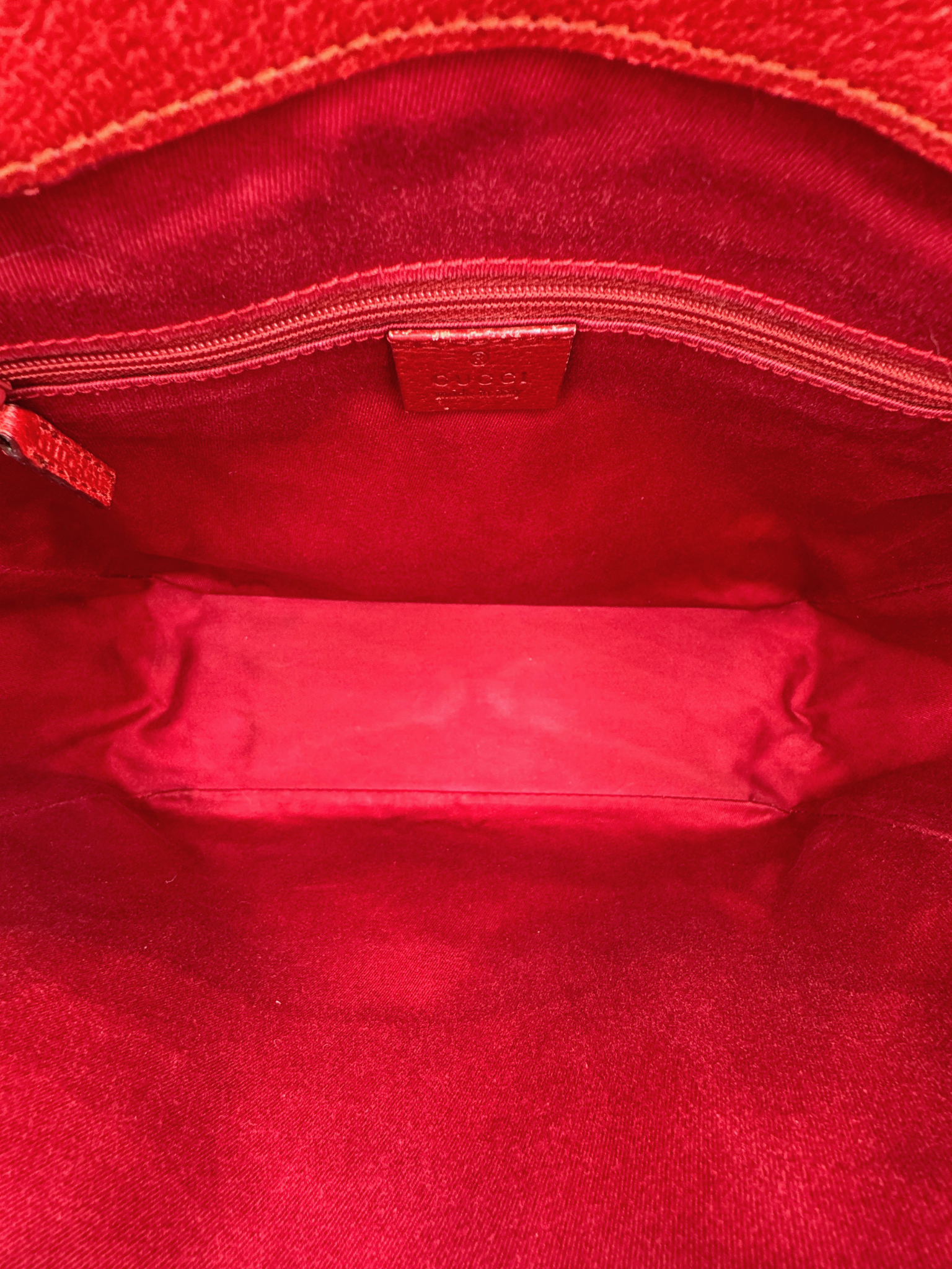Small East-West Logo Shopping Tote Bag in Red Monogram GG Supreme Canvas