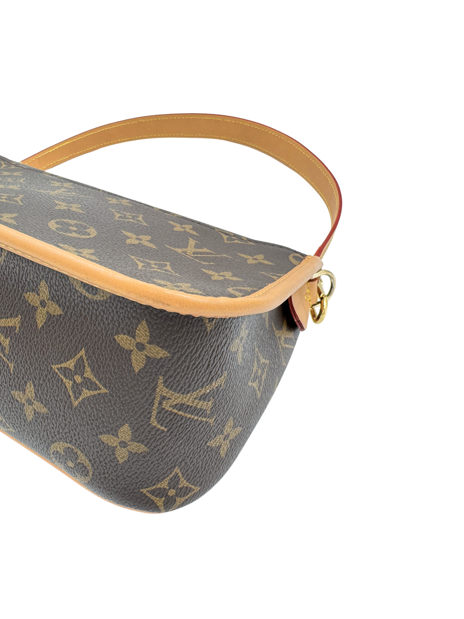 Diana Shoulder Bag in Brown and Tan Monogram Coated Canvas with Tan Leather Accents