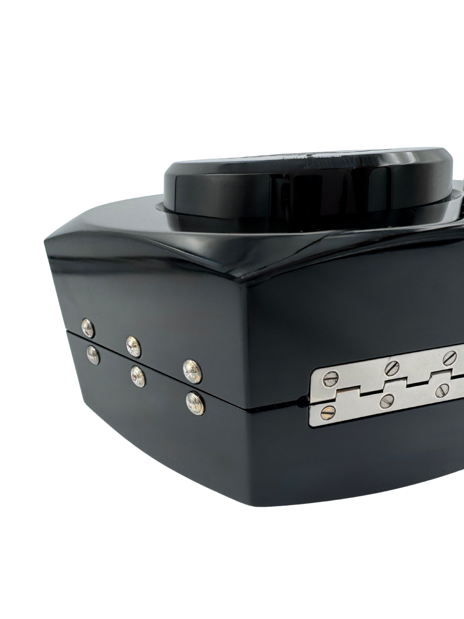 Octagon Minaudiere with Chain (28A Collection) in Black Acrylic Plexiglass