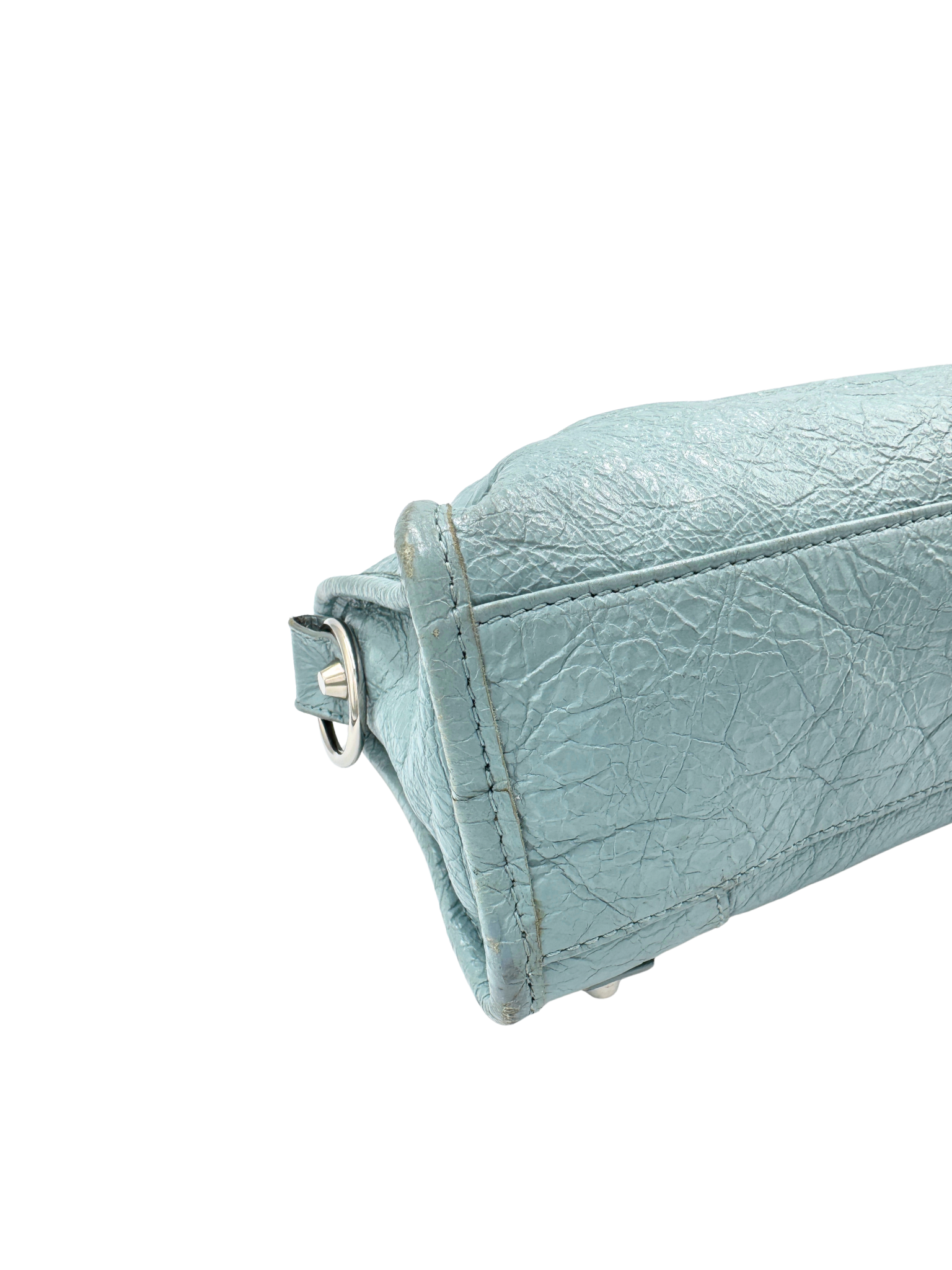Classic Mini City Shoulder Bag in Blue Agneau Lambskin Leather
