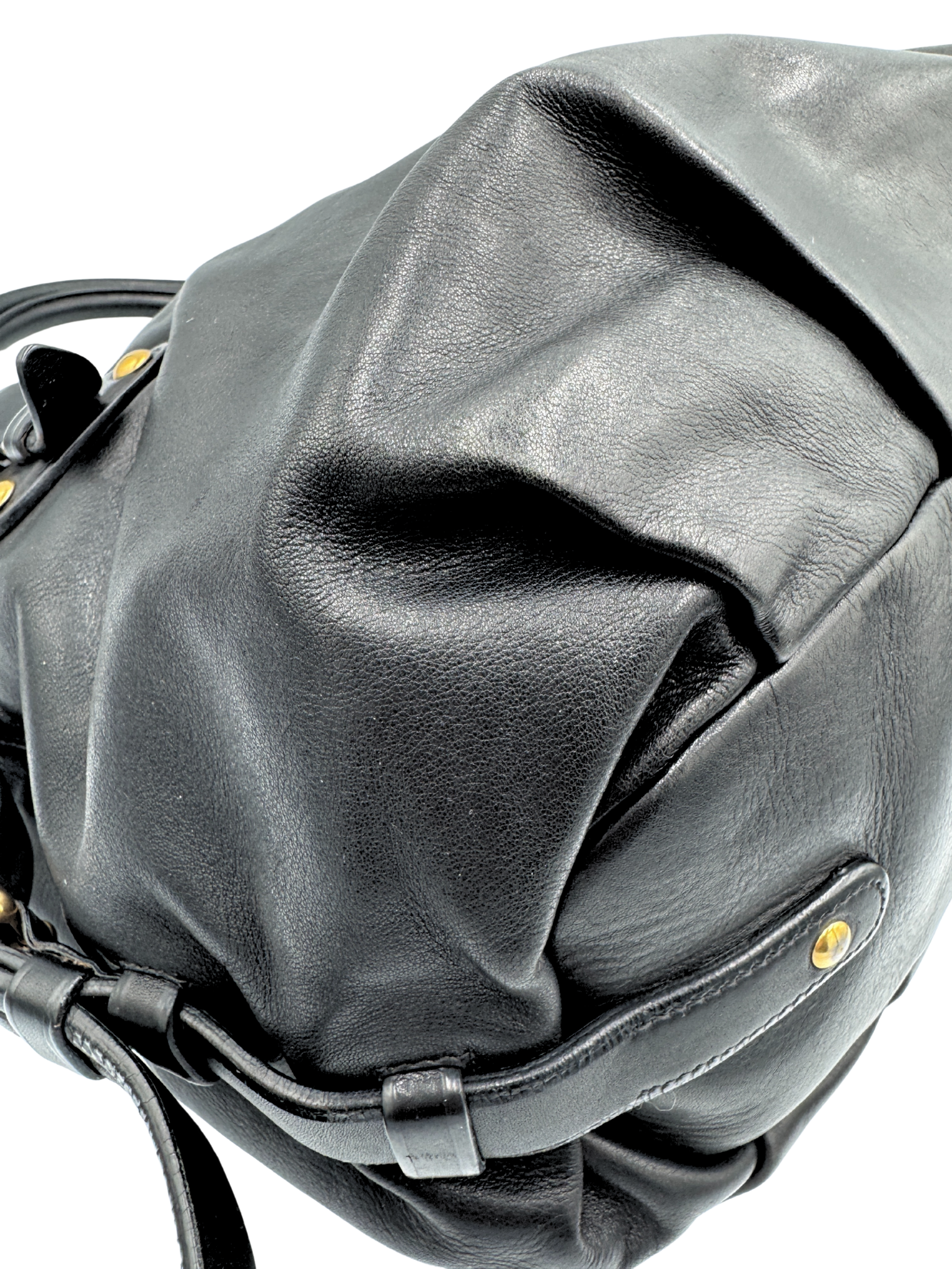 Vintage Hobo Satchel Bag with Crossbody Strap in Black Leather