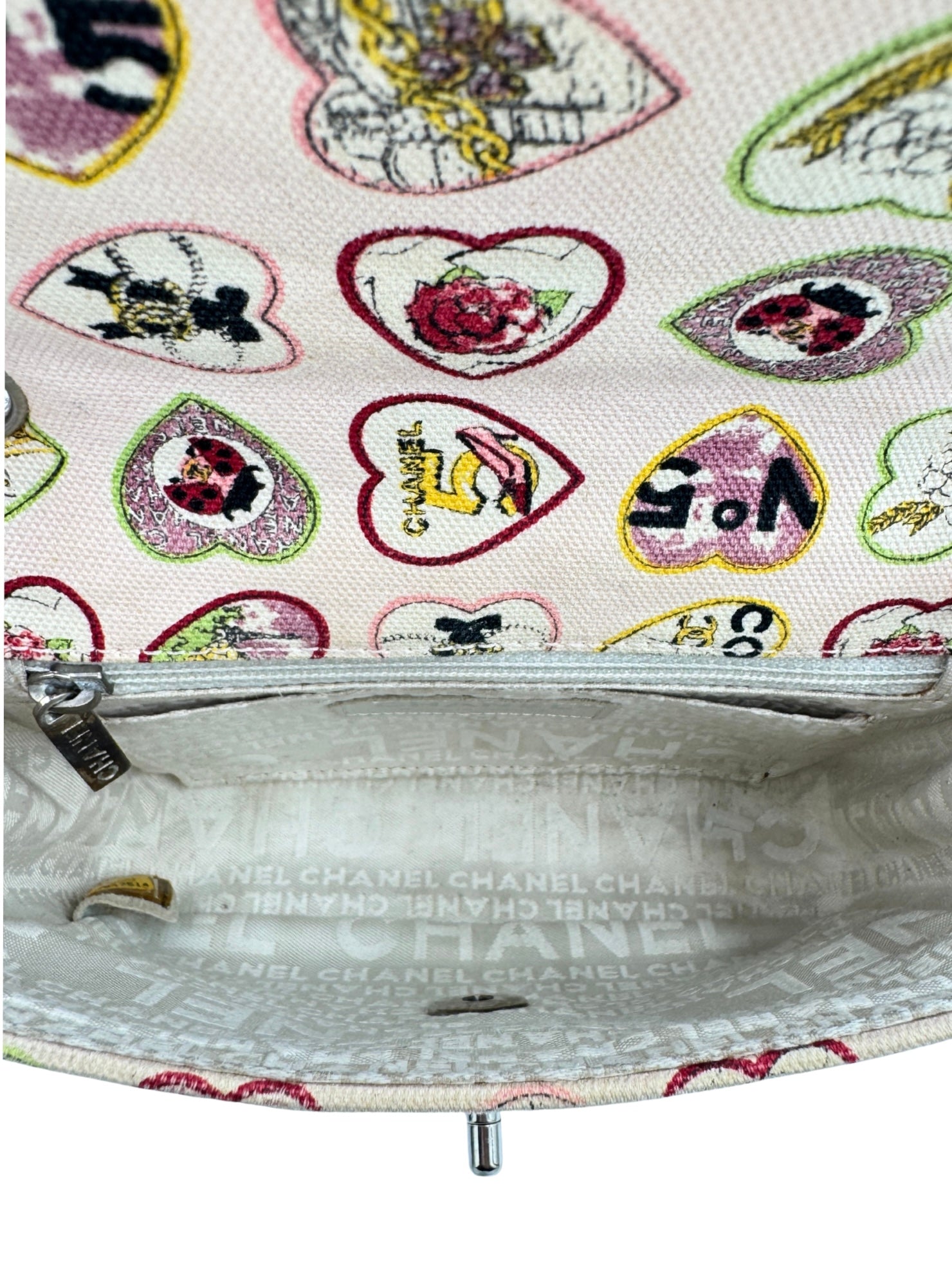 Limited-Edition Valentine's Collection Sweetheart Square Mini Classic Flap Bag in Heart Printed Ivory Canvas