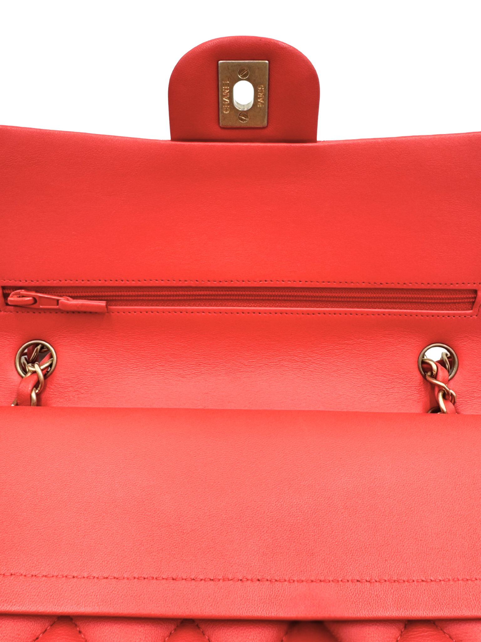 Quilted Medium Classic Double Flap Shoulder Bag in Red Lambskin Leather