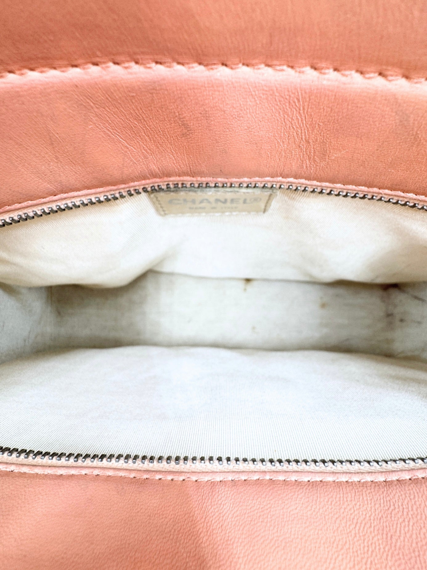 Vintage Chocolate Bar Shopping Tote Bag in Blush Nude Lambskin Leather