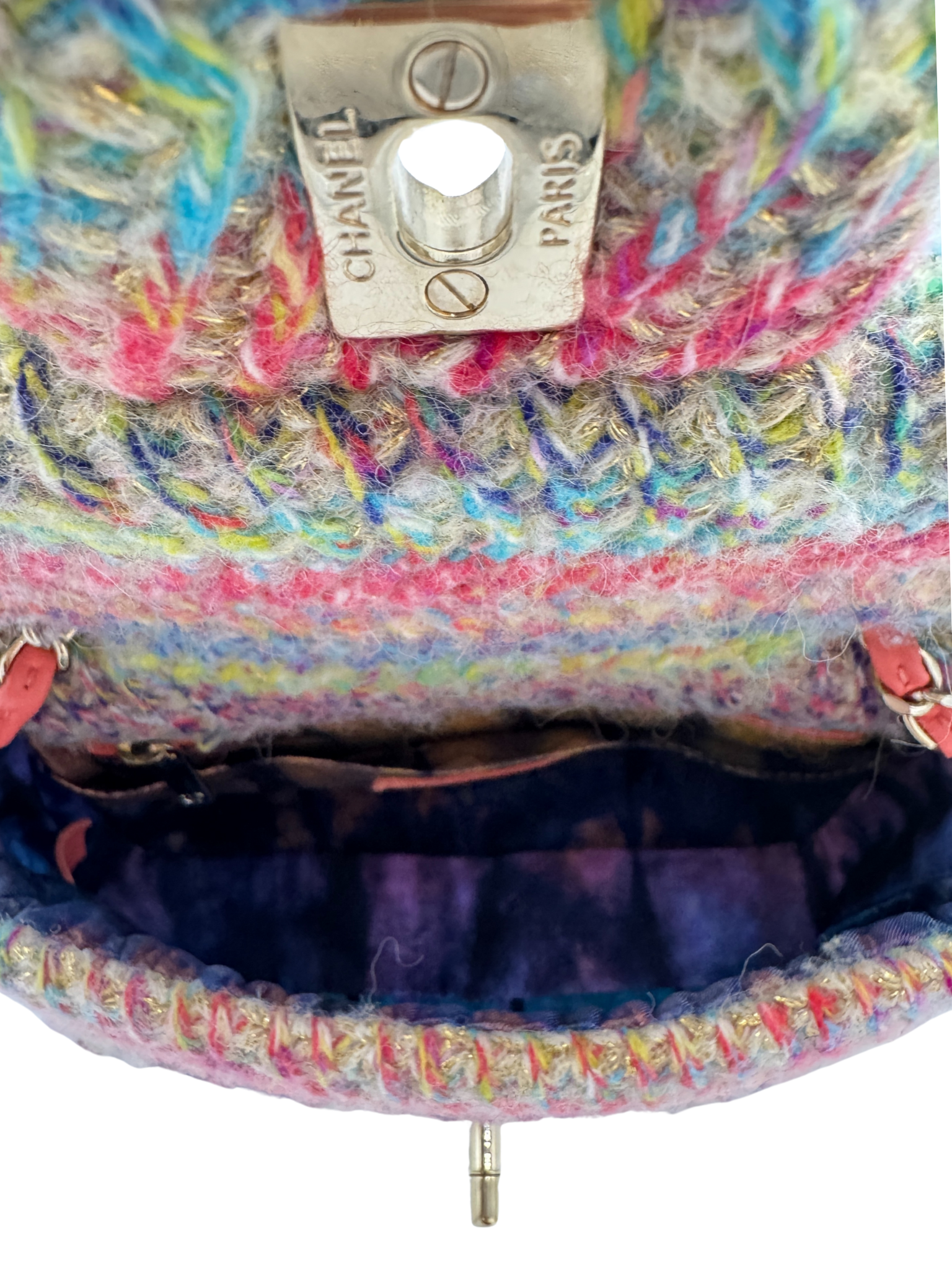 2020 Fantasy Classic Rectangular Mini Single Flap Bag in Rainbow Knit