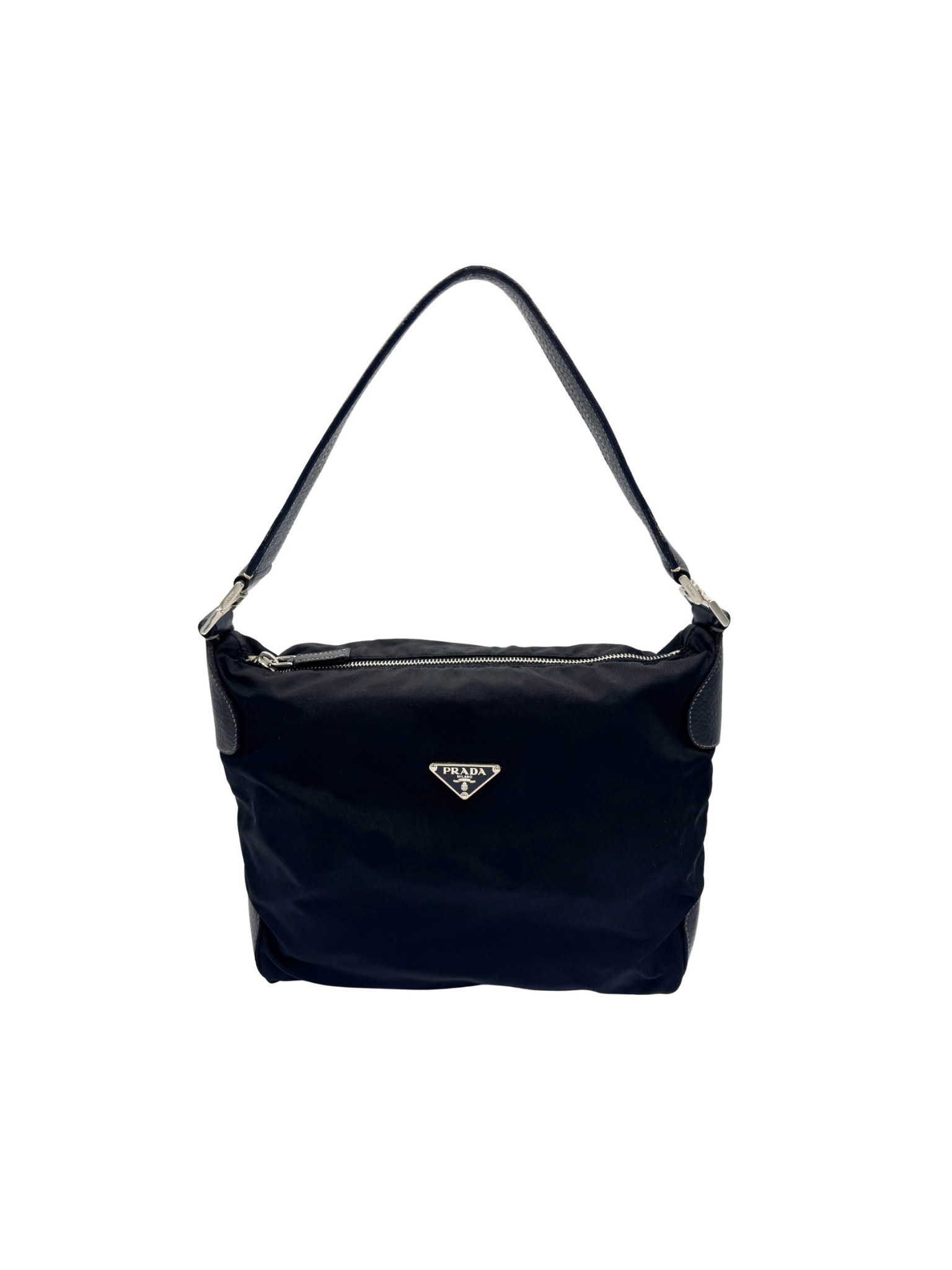 Classic Tessuto Shoulder Bag in Black Nylon & Leather