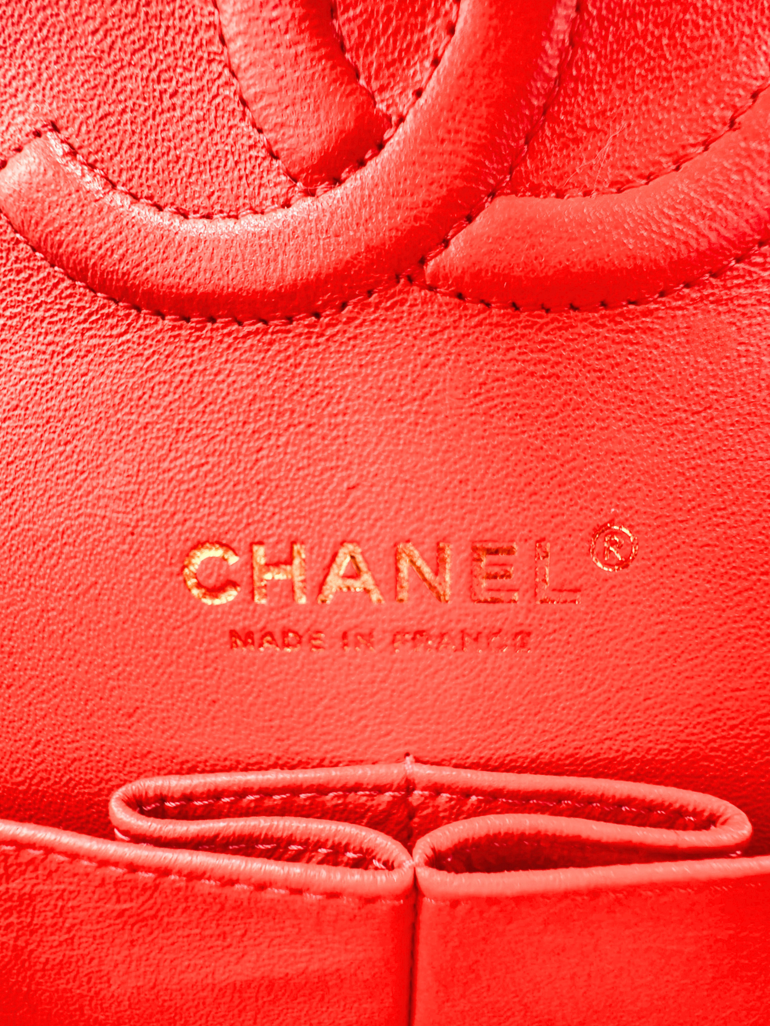 Quilted Medium Classic Double Flap Shoulder Bag in Red Lambskin Leather