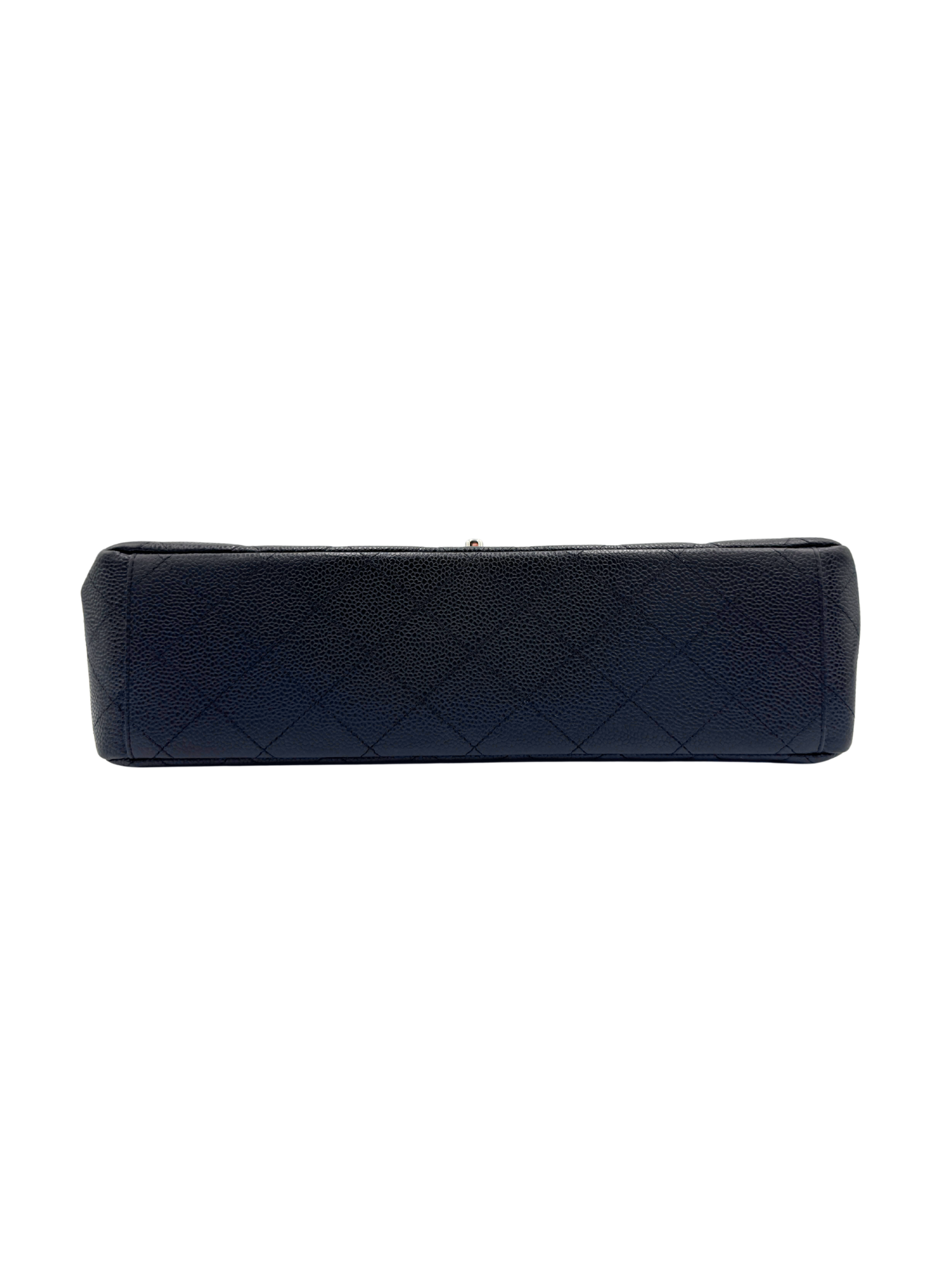 Quilted Maxi Classic Double Flap Shoulder Bag in Black Caviar Leather