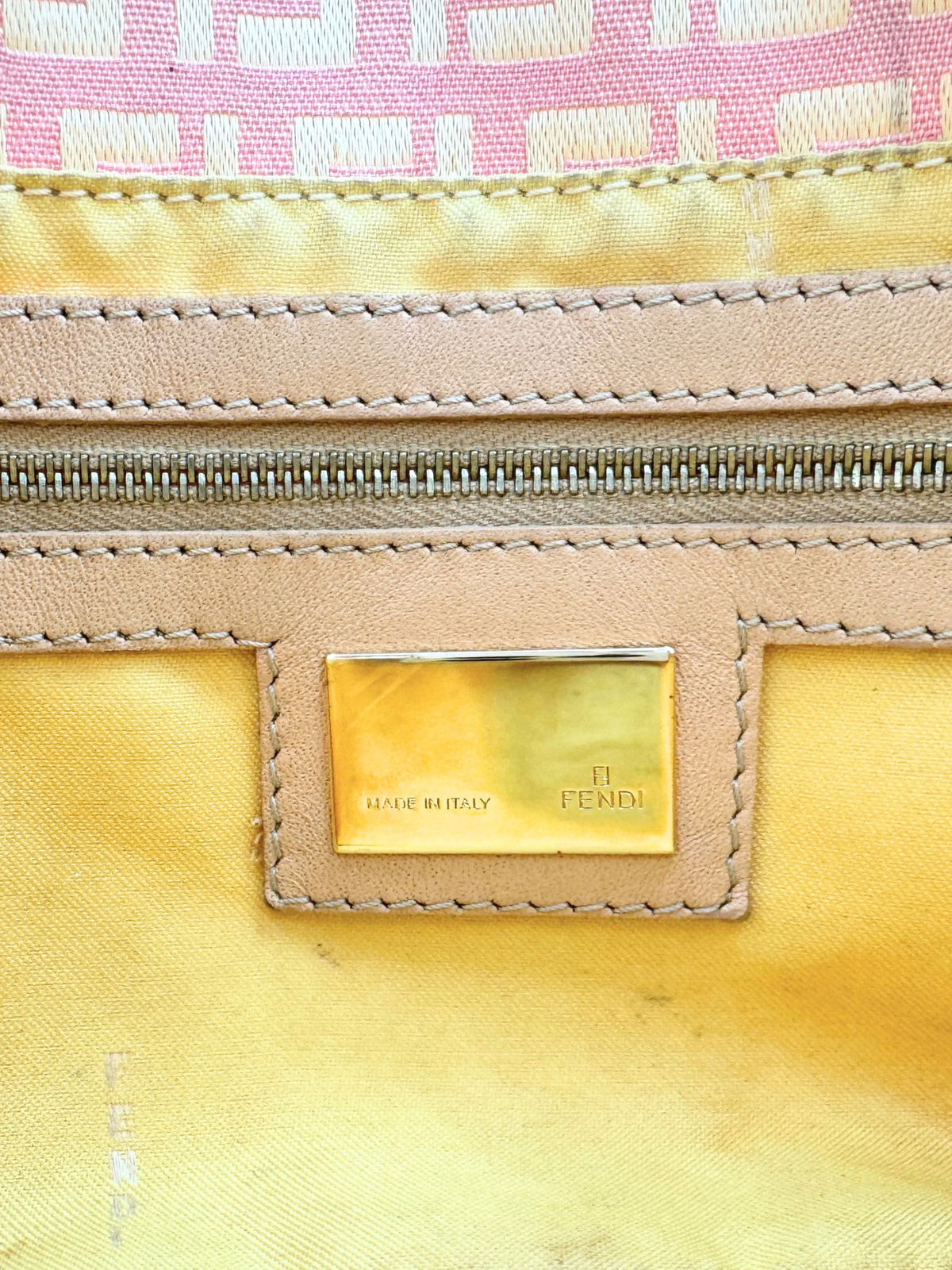 Vintage Zucchino FF Baguette Shoulder Bag in Pink and Ivory Monogram Canvas