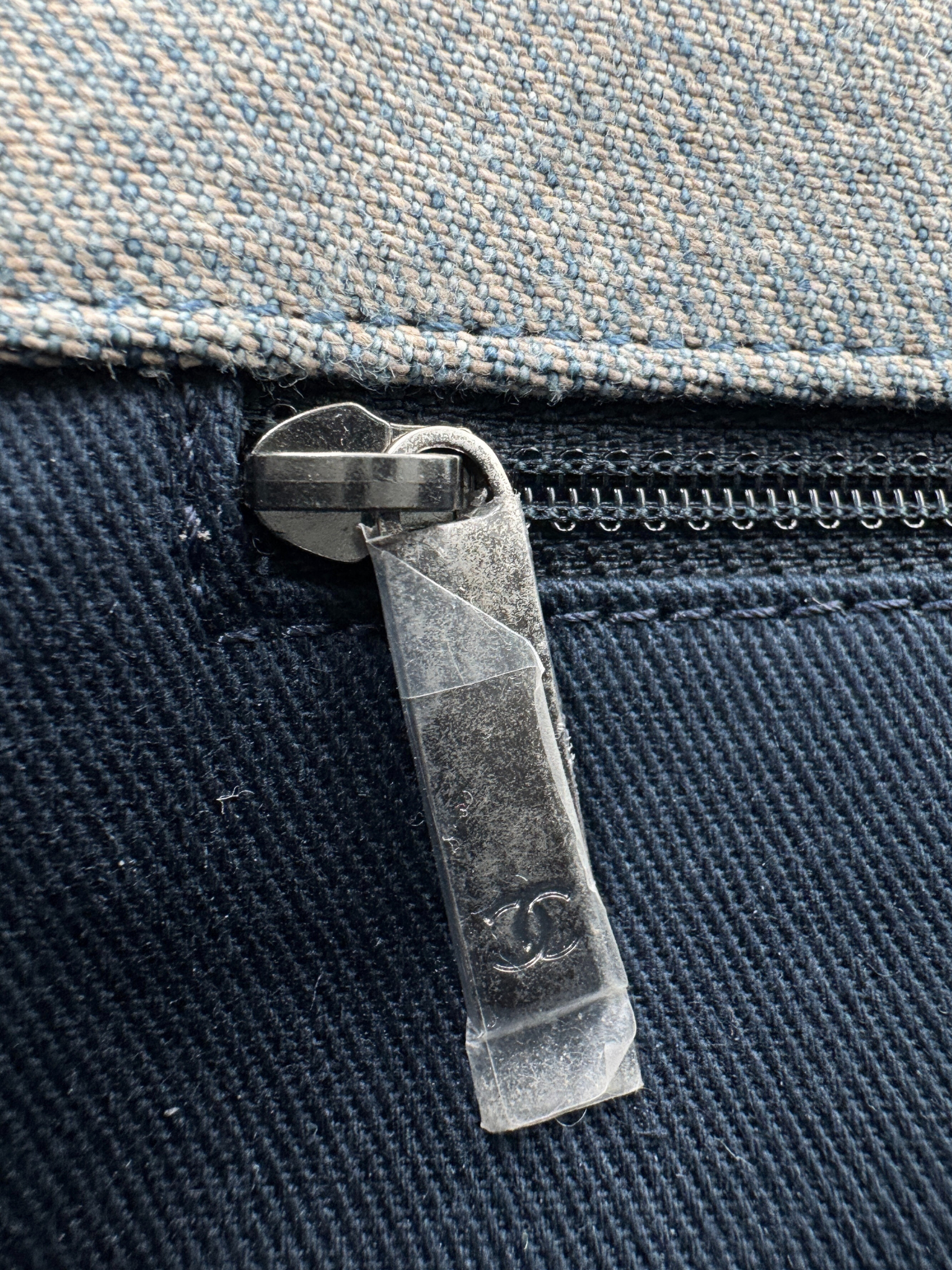 Paris Dallas Collection East-West Classic Flap Shoulder Bag in Patchwork Denim