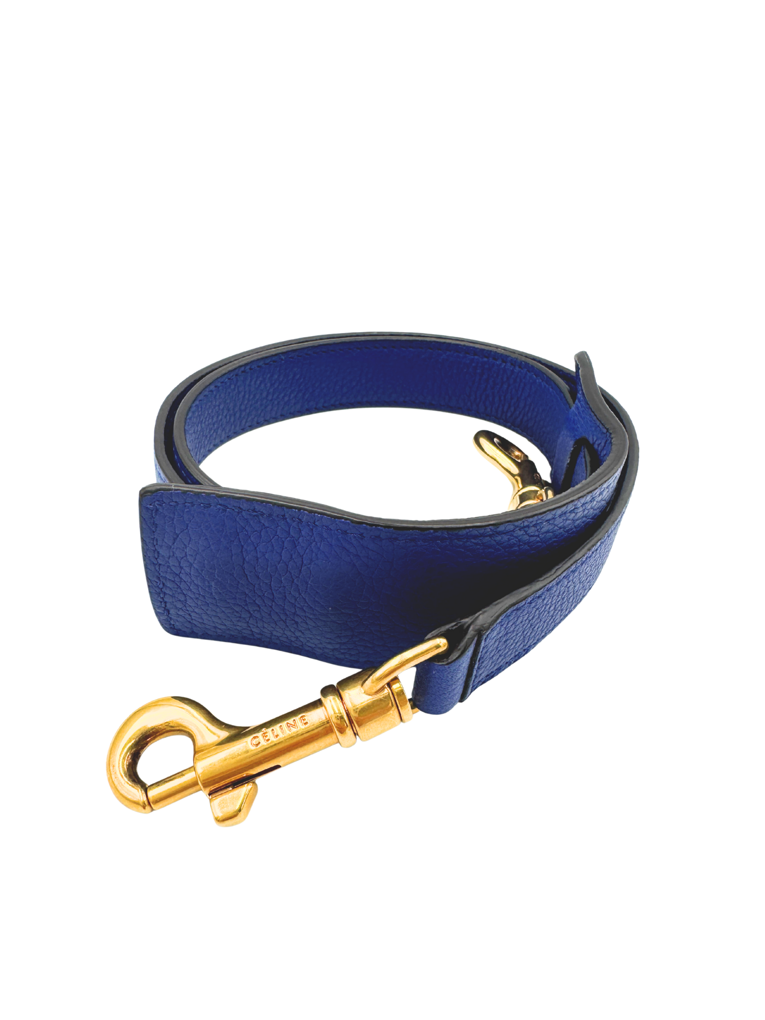 Medium Trapeze Shoulder Bag with Top Handle in Blue Calfskin Leather & Suede