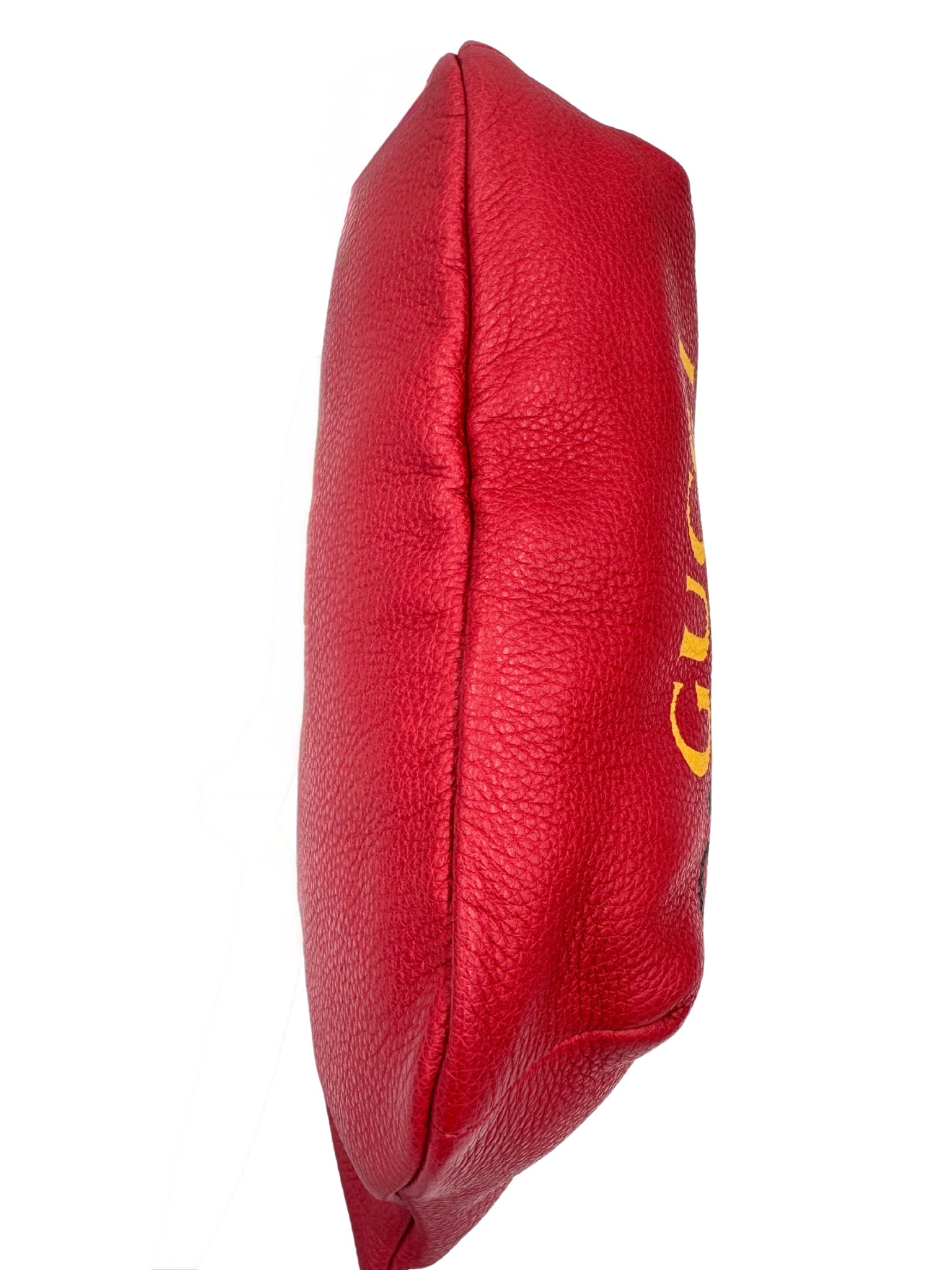 Interlocking GG Web Belt Bag in Red Grained Leather