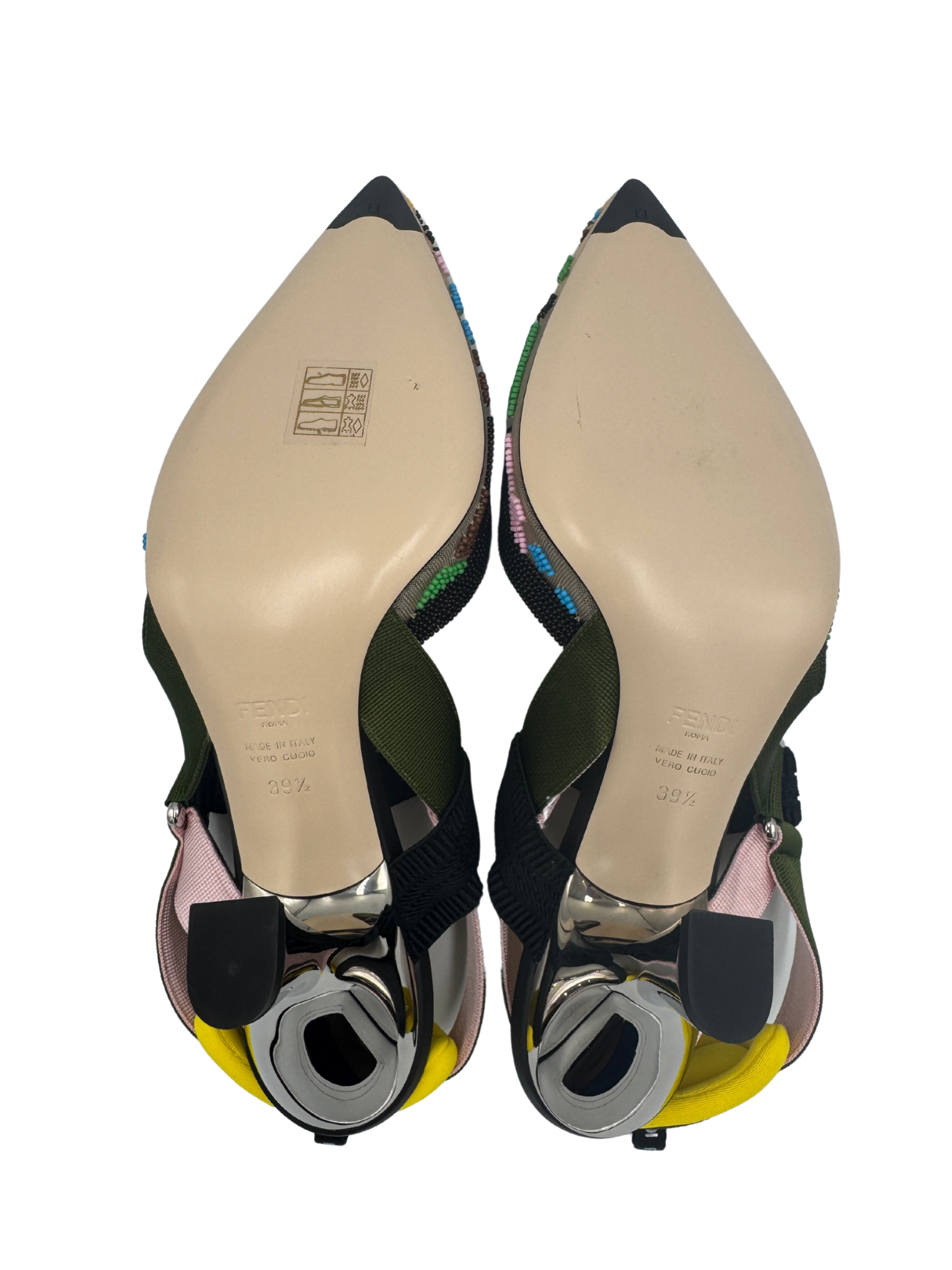 Size 39.5 FF Colibri Slingback Pumps in Multicolor Beaded Mesh