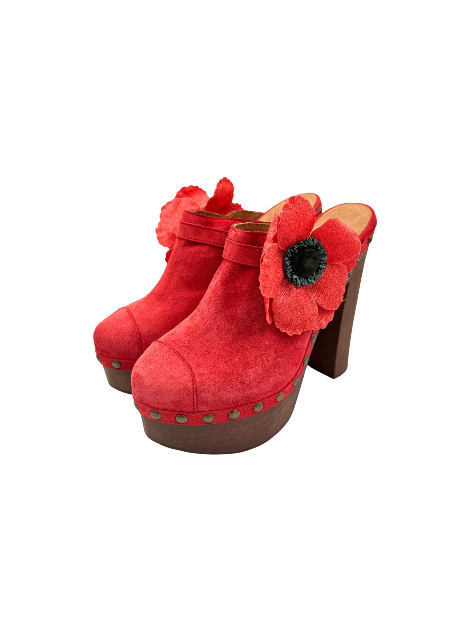 Size 41 2010 Karl Lagerfeld Era Poppy Platform Clogs in Red Suede