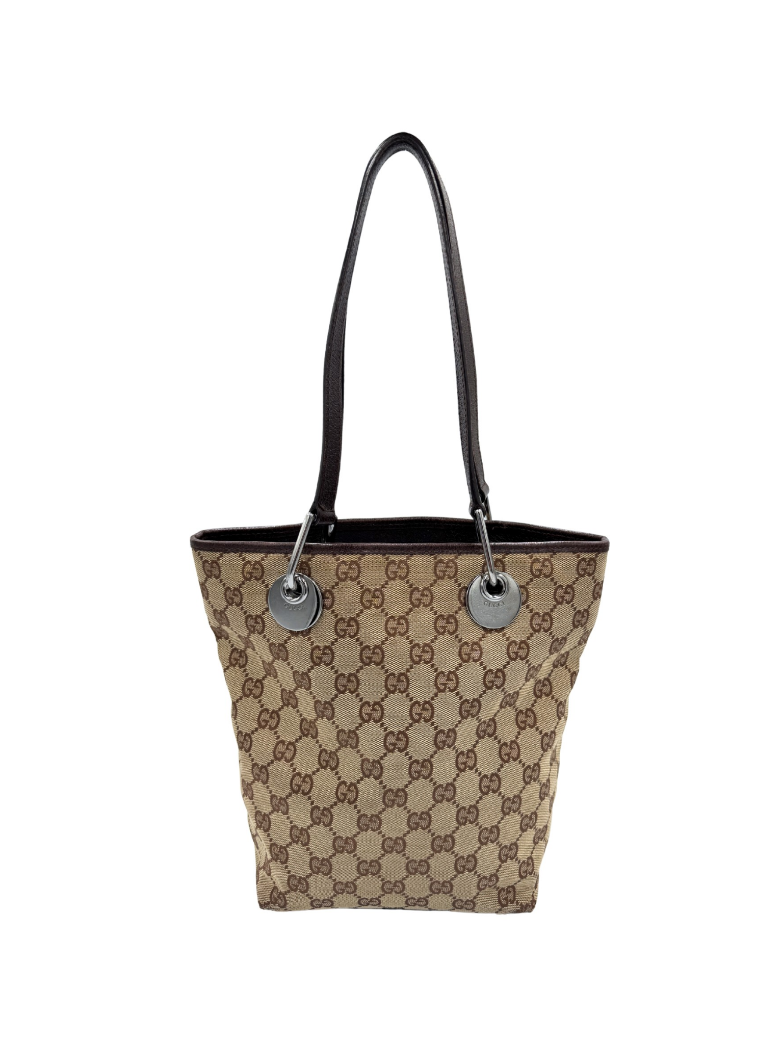 GG Small Eclipse Tote Bag in Brown & Tan GG Supreme Canvas
