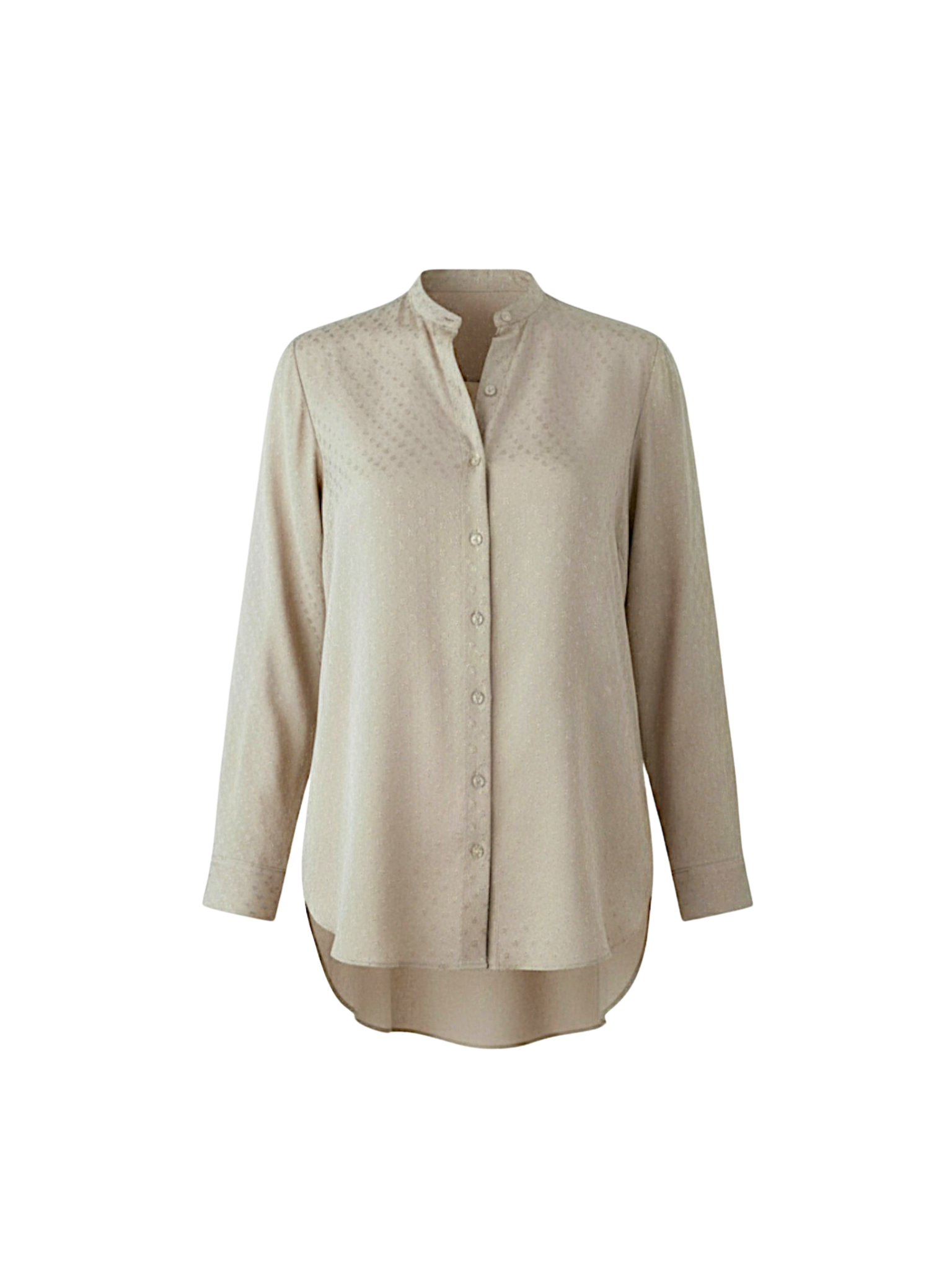 Size L / IT 44 Horsebit-Embroidered Long Sleeve Blouse in Blush Pink Jacquard Silk Crepe