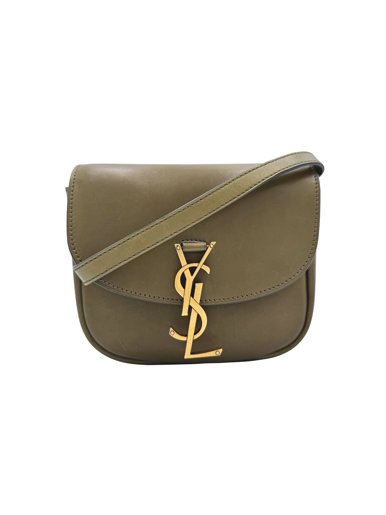 Small Kaia Crossbody Satchel Bag in Olive Green Leather