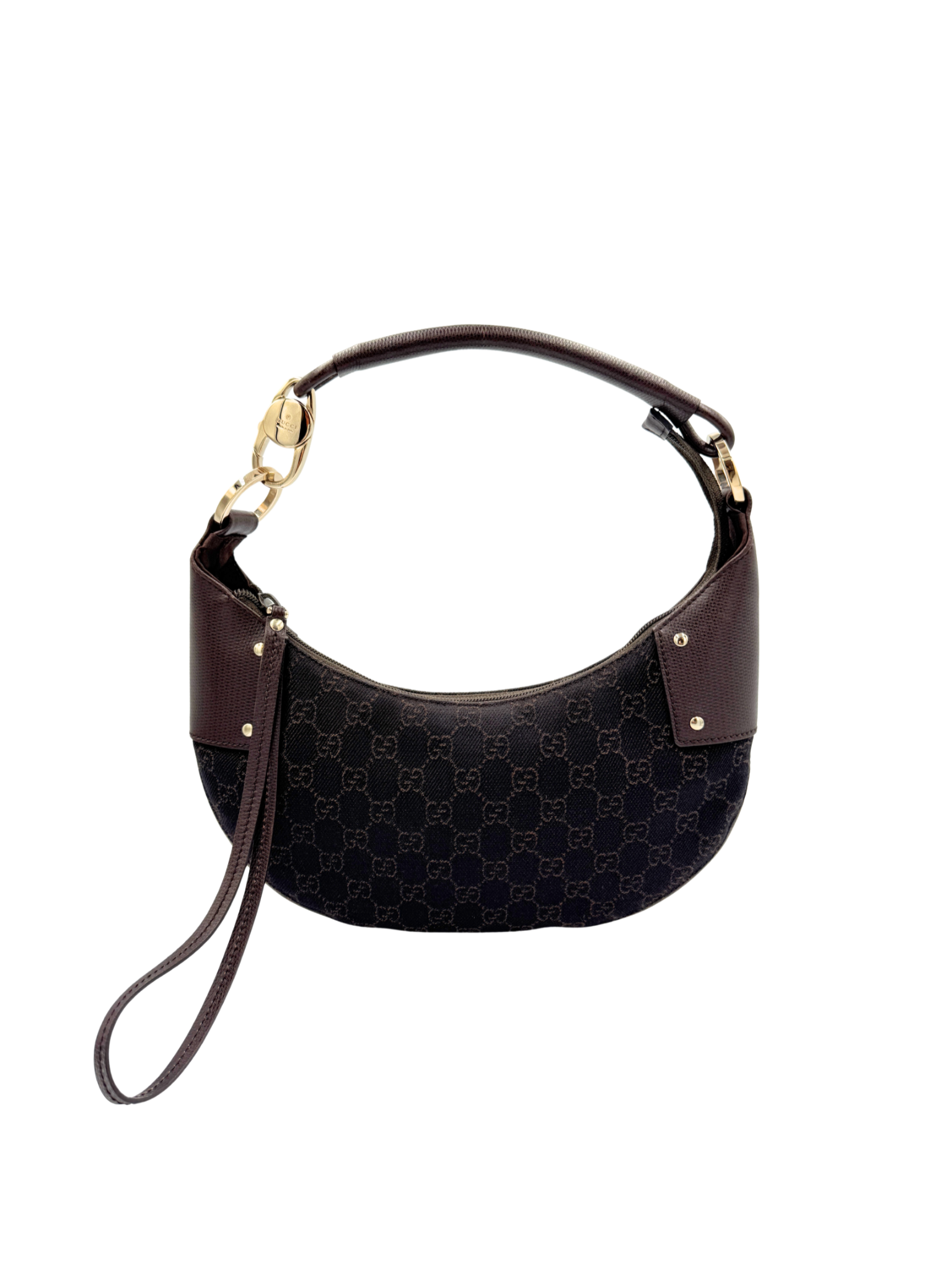 Vintage Tom Ford Era GG Logo Hobo Shoulder Bag in Brown Monogram GG Supreme Canvas