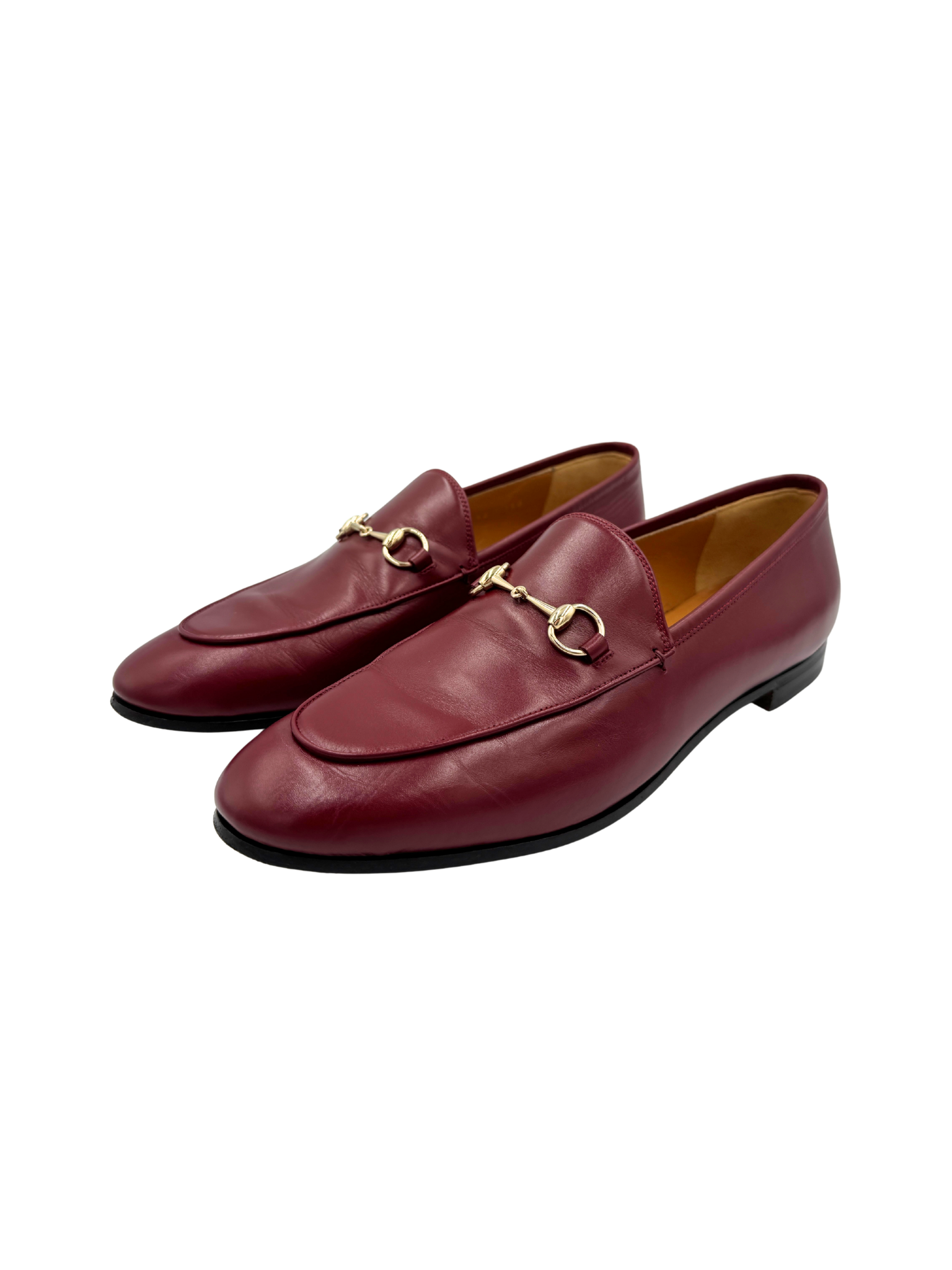 Size 42 Gucci Jordaan Horsebit Loafers in Rosso Ancora Burgundy Leather