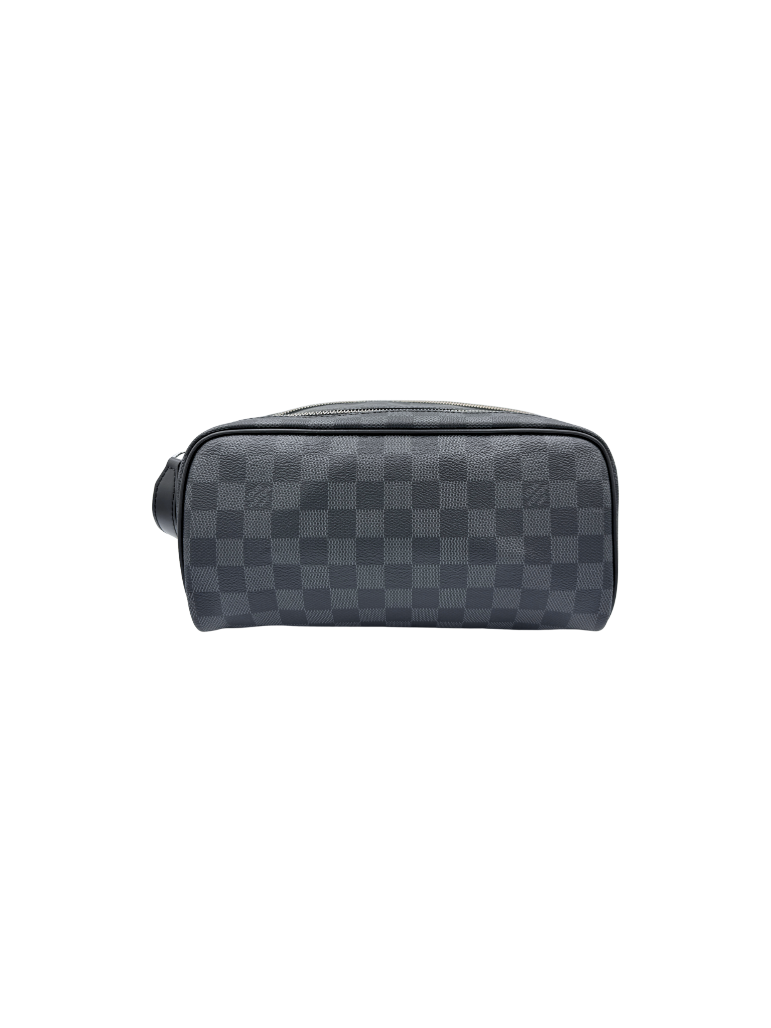 Dopp Kit Double-Zip Travel Toiletry Pouch / Travel Organizer in Damier Graphite Coated Canvas