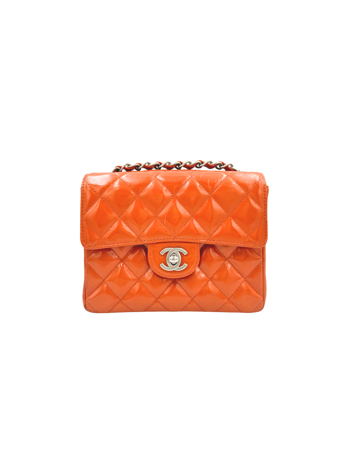Vintage Karl Lagerfeld Era Square Mini Classic Flap Bag with CC Turnlo