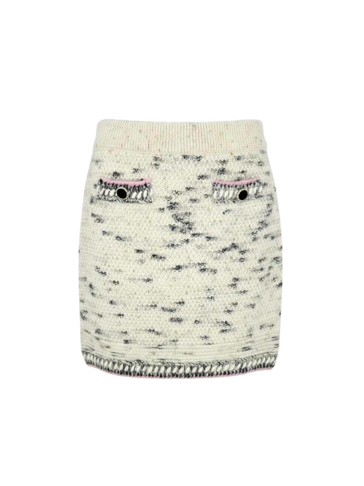 Chanel Size M / FR 40 Bouclé Tweed Stretch Mini Skirt in Ivory 