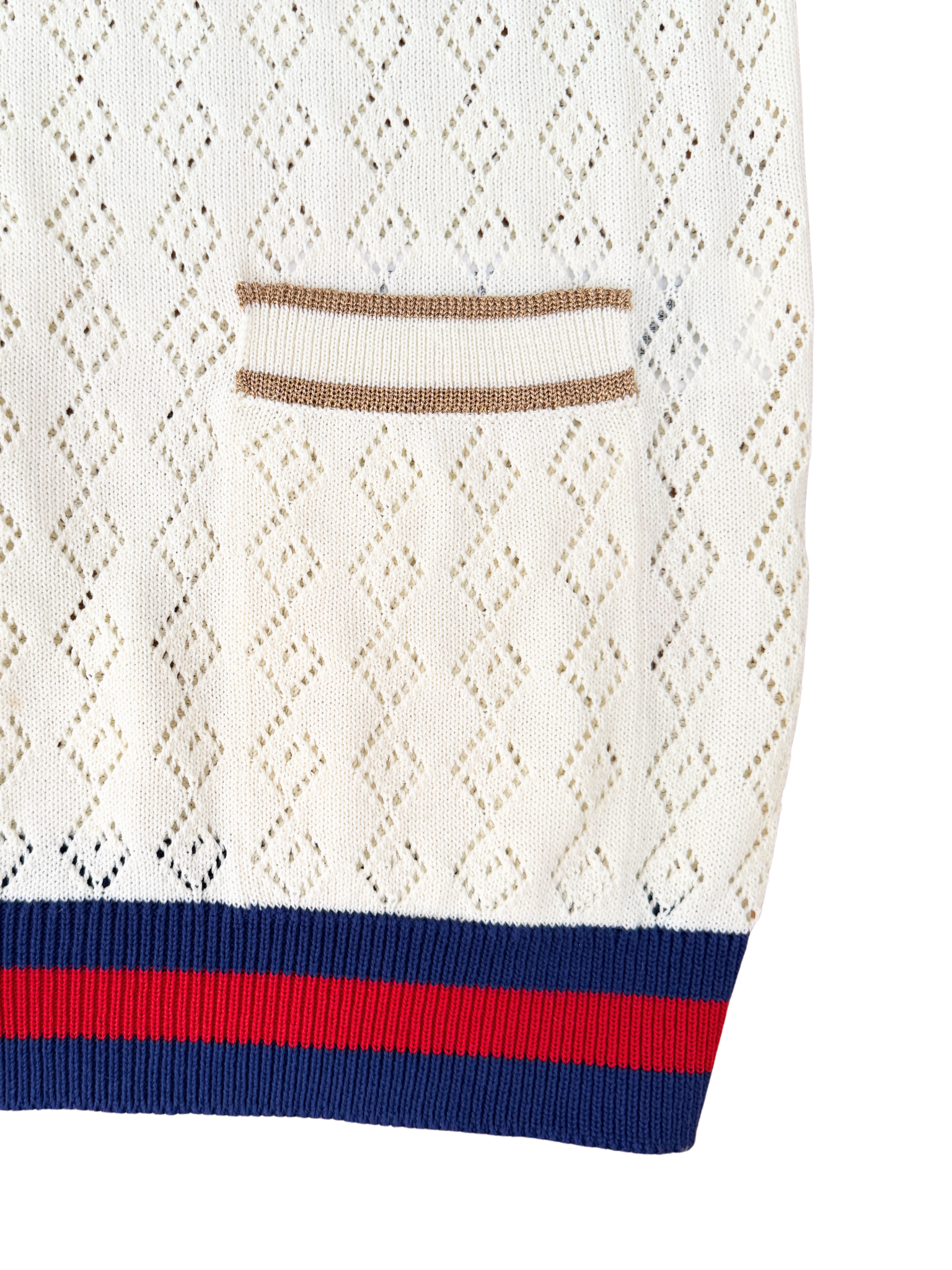 Size XXL GG Monogram Cardigan with GG Embellished Buttons in Ivory Knit with Gucci Web Trim